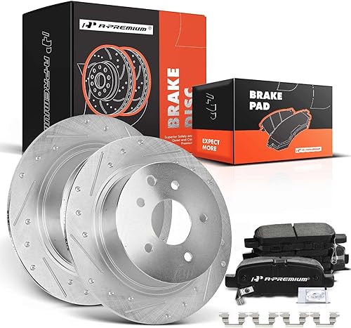 Miniatura 13 de A-Premium 296mm (11.65 pulgadas) Kit de Rotores de Freno de Disco Ventilados Delanteros + Pastillas Cerámicas Compatibles con Modelos Selectos