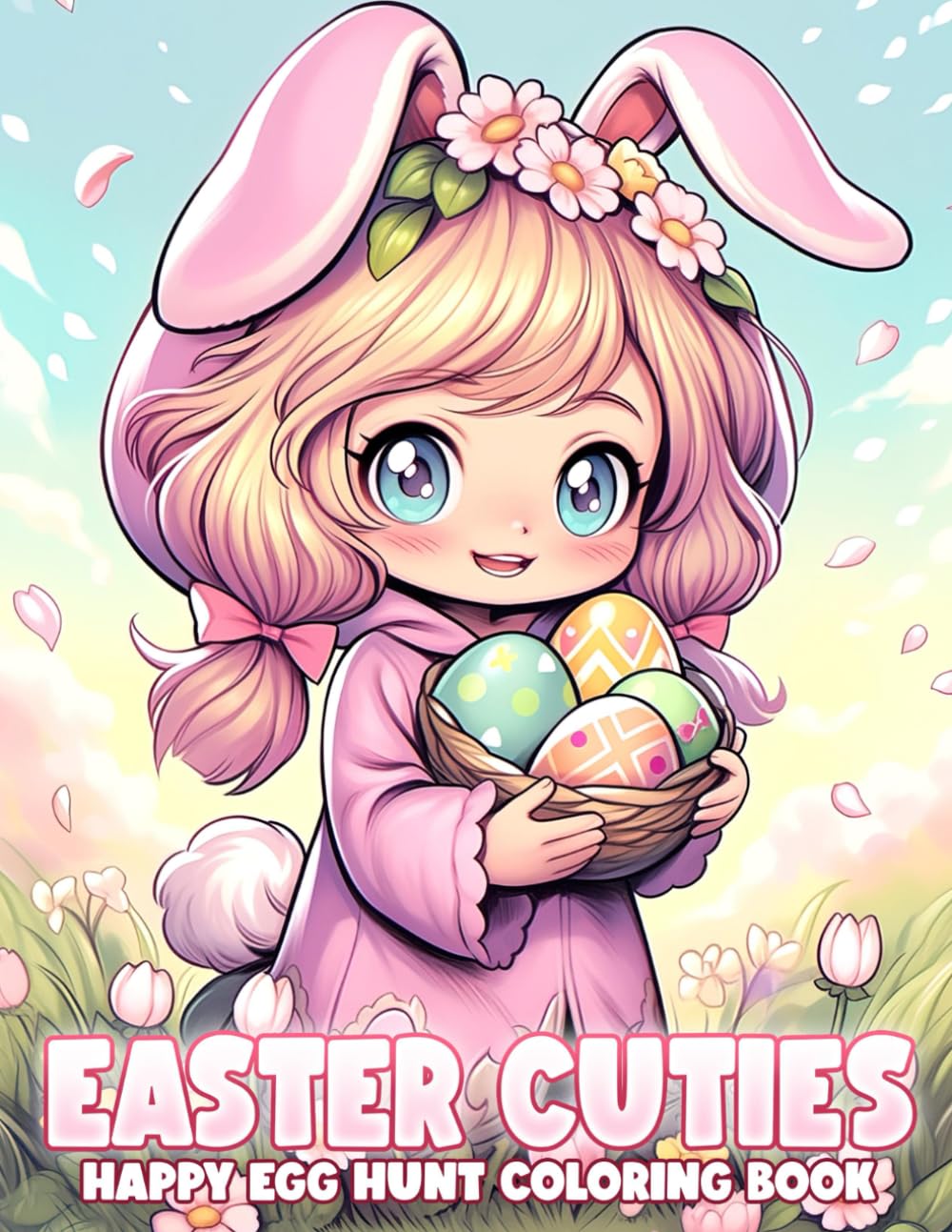 Easter Cuties Coloring Book: Sweet Springtime Coloring Pages for Adults, Teens featuring Adorable Kids and Easter Egg Designs to Have Fun