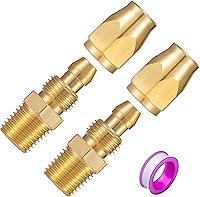 Vista 12 de 2 piezas de latón macizo de alta calidad, accesorios de repuesto reutilizables para manguera de identificación de 1/4 pulgadas, rígida NPT de 1/4