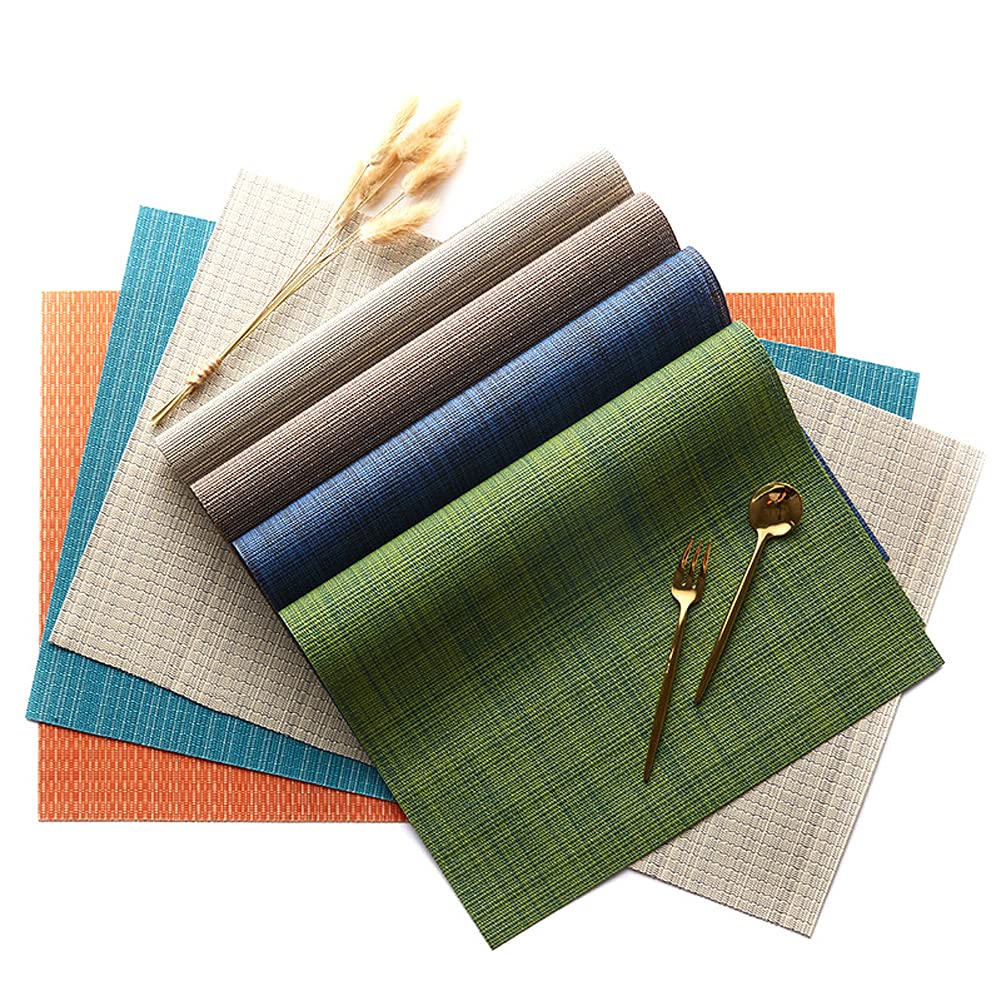 Tovagliette Americana Plastica Lavabili Colore Marrone Caffè Tovagliette Colazione PVC Sottopiatti Antiscivolo Tovagliette Americane Antiscivolo Tovaglietta Resistente Al Calore 30x45cm 6 Pcs