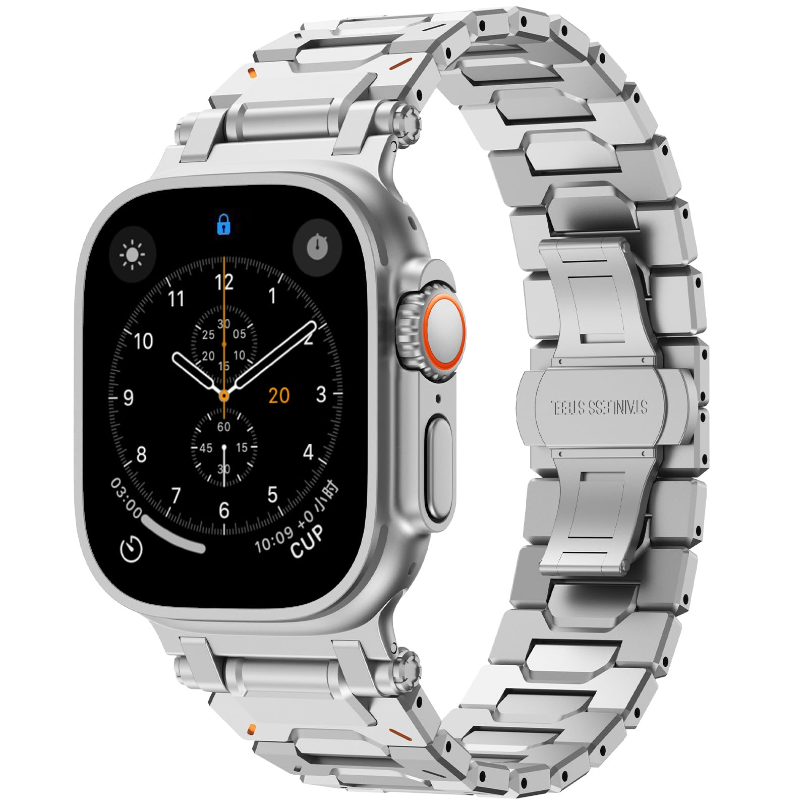 NewWays Metal Strap Compatible with Apple Watch Straps 49mm 46mm 45mm 44mm 42mm(Series 3 2 1),Stainless Steel Replacement Band for iWatch Ultra 3 2 1 Series 11 10 9 8 7 6 5 4 3 2 1 SE,Silver - Image 2