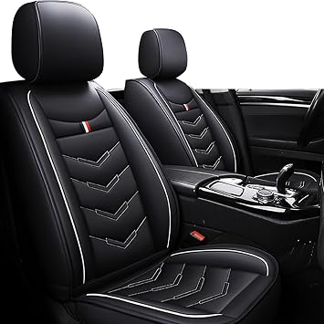 Car Seat Covers Fit for Volkswagen Tiguan 2009-2026, Leather Seat Covers for Car, Waterproof Non-Slip Durable Car Seat Protector2 Seats,Black White