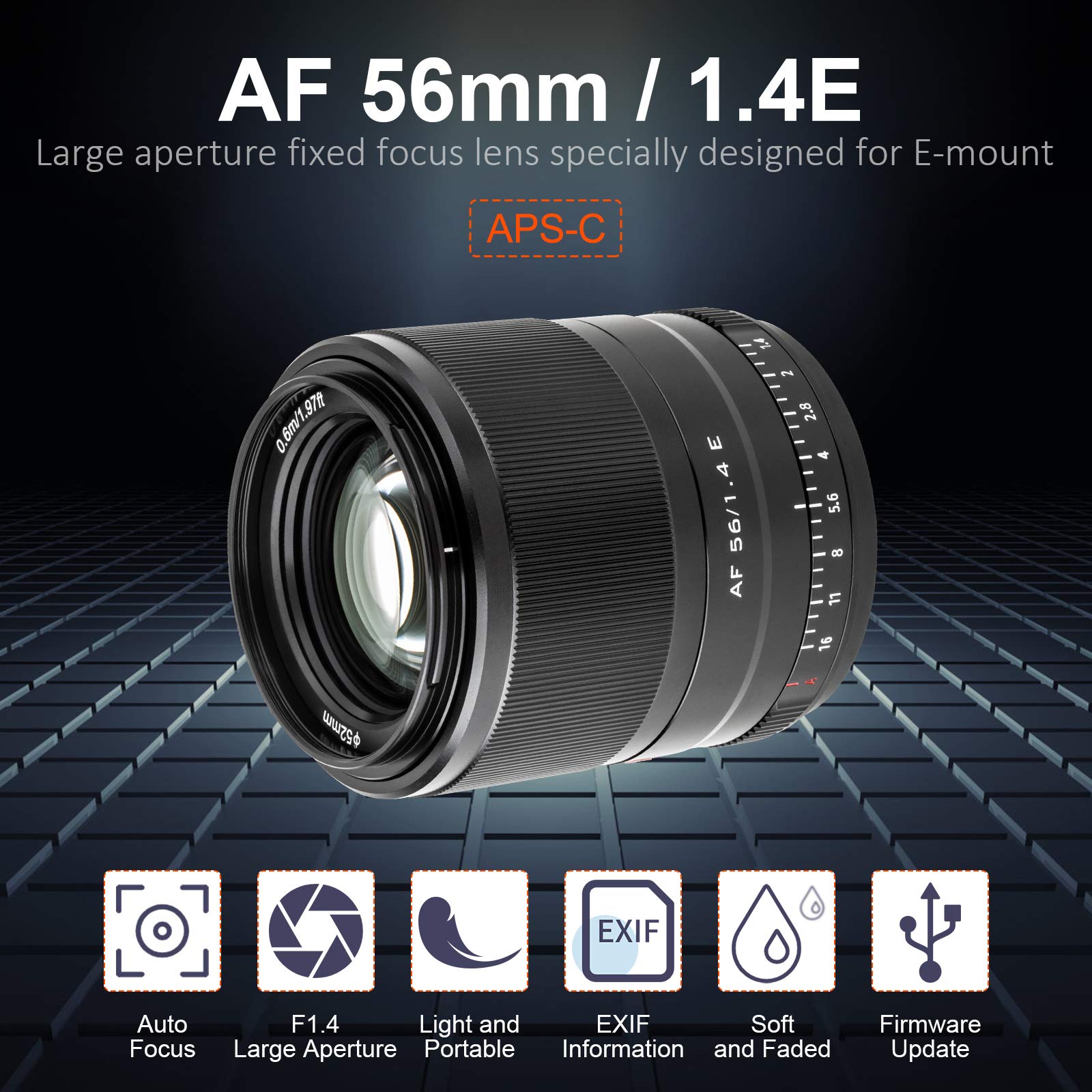 VILTROX AF 56mm F1.4 STM F1.4 ソニーEマウント Viltrox AF 56mm F1.4 APS-C Lens for Sony E-Mount – Viltrox Store