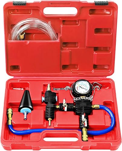 Miniatura 9 de JIFETOR Kit de herramientas de recarga de refrigerante para radiador de purga al vacío, tanque de agua universal para automóvil, juego de llenado de