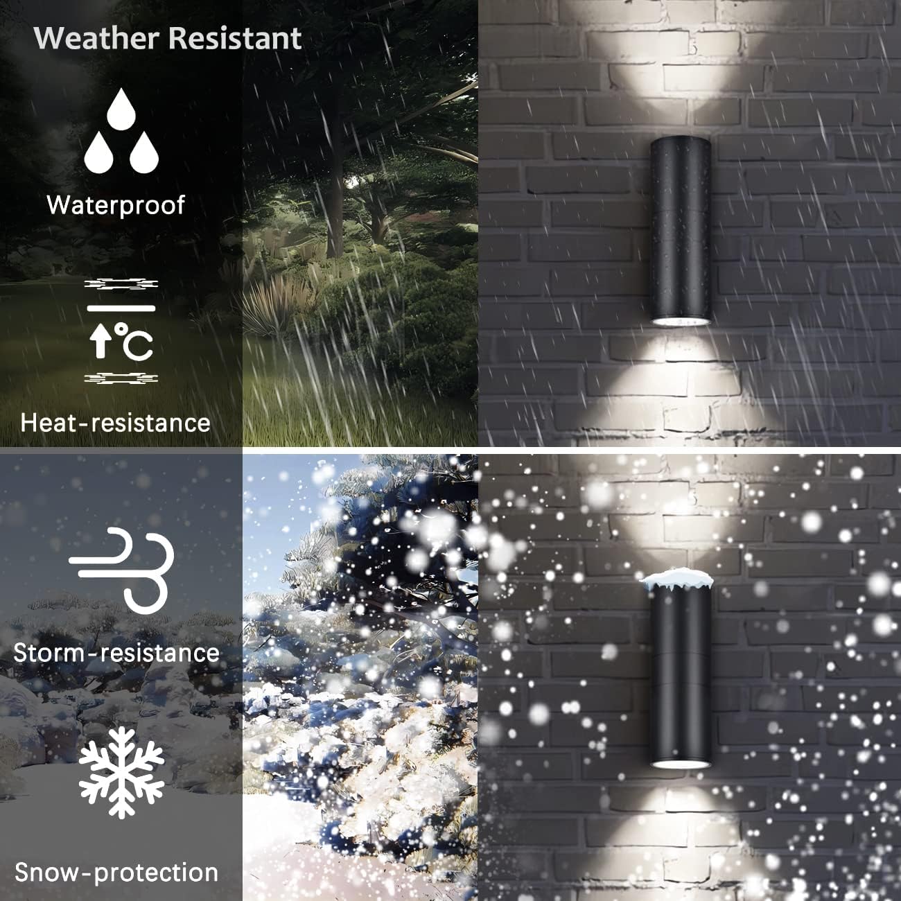 Up Dawn Outdoor Lights Exterior Wall Light Fixture Cylinder 3000K, Modern Black Outdoor Dusk to Dawn Light Fixture Wall Mount 2 Pack,IP65 Outside Sconce for House,Garage,Porch