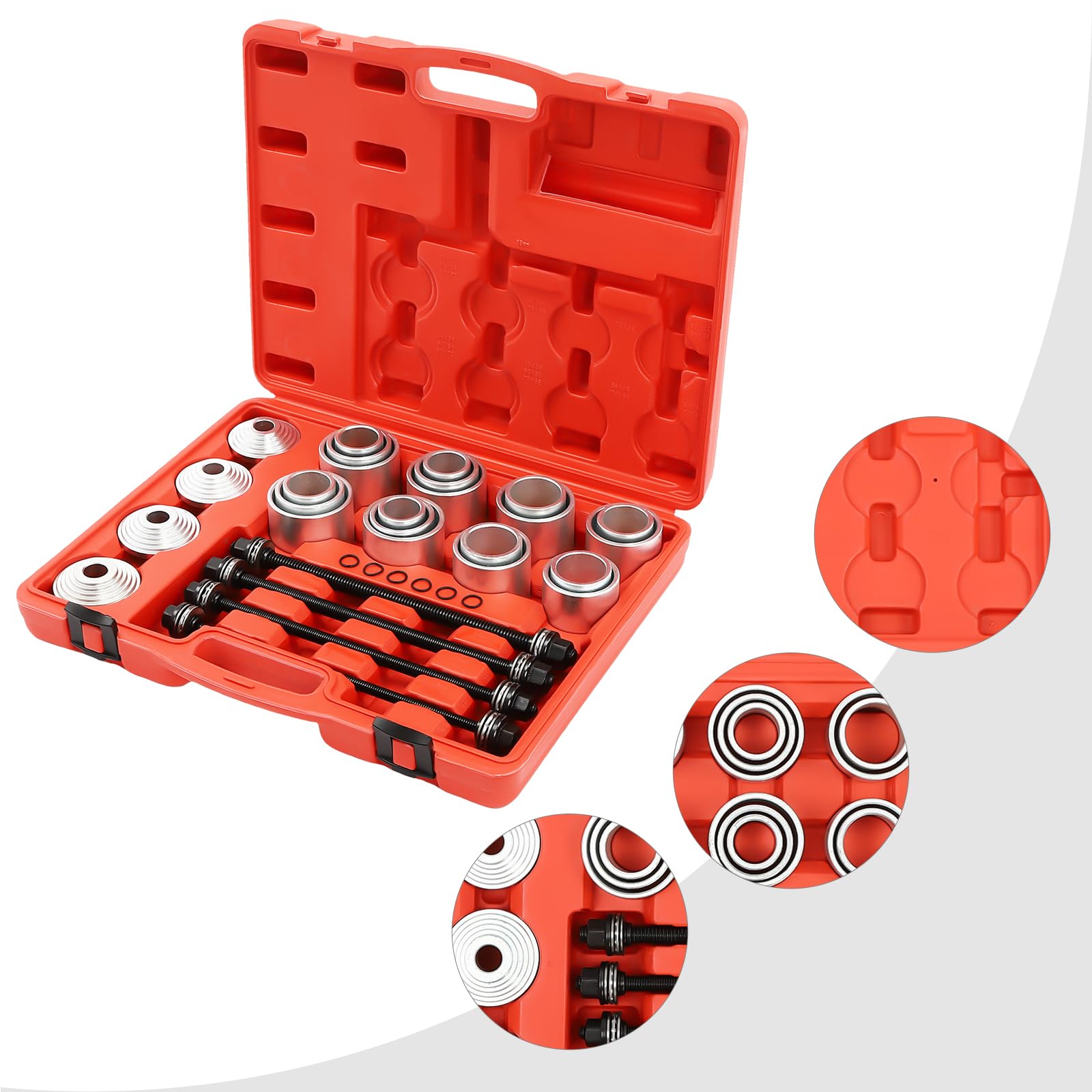 Set di 28 utensili per la rimozione e l'installazione di cuscinetti a boccola, set di 28 presse speciali e tiranti, adatti per la manutenzione dell'auto e la riparazione professionale del