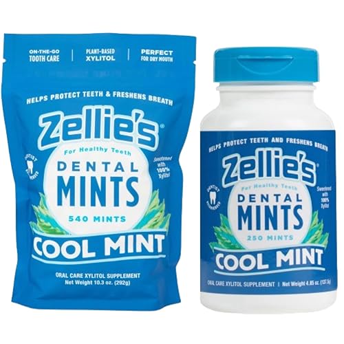 Zellie's - Paquete combinado de mentas 100% xilitol para el aliento | Sin aspartamo, sin gluten, vegano y kosher | Incluye (1) mentas frescas para