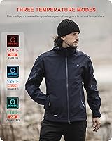 Vista 4 de DEWBU Soft Shell Heated Jacket for Men with 12V Battery Pack and Detachable Hood Outdoor Electric Heating Coat