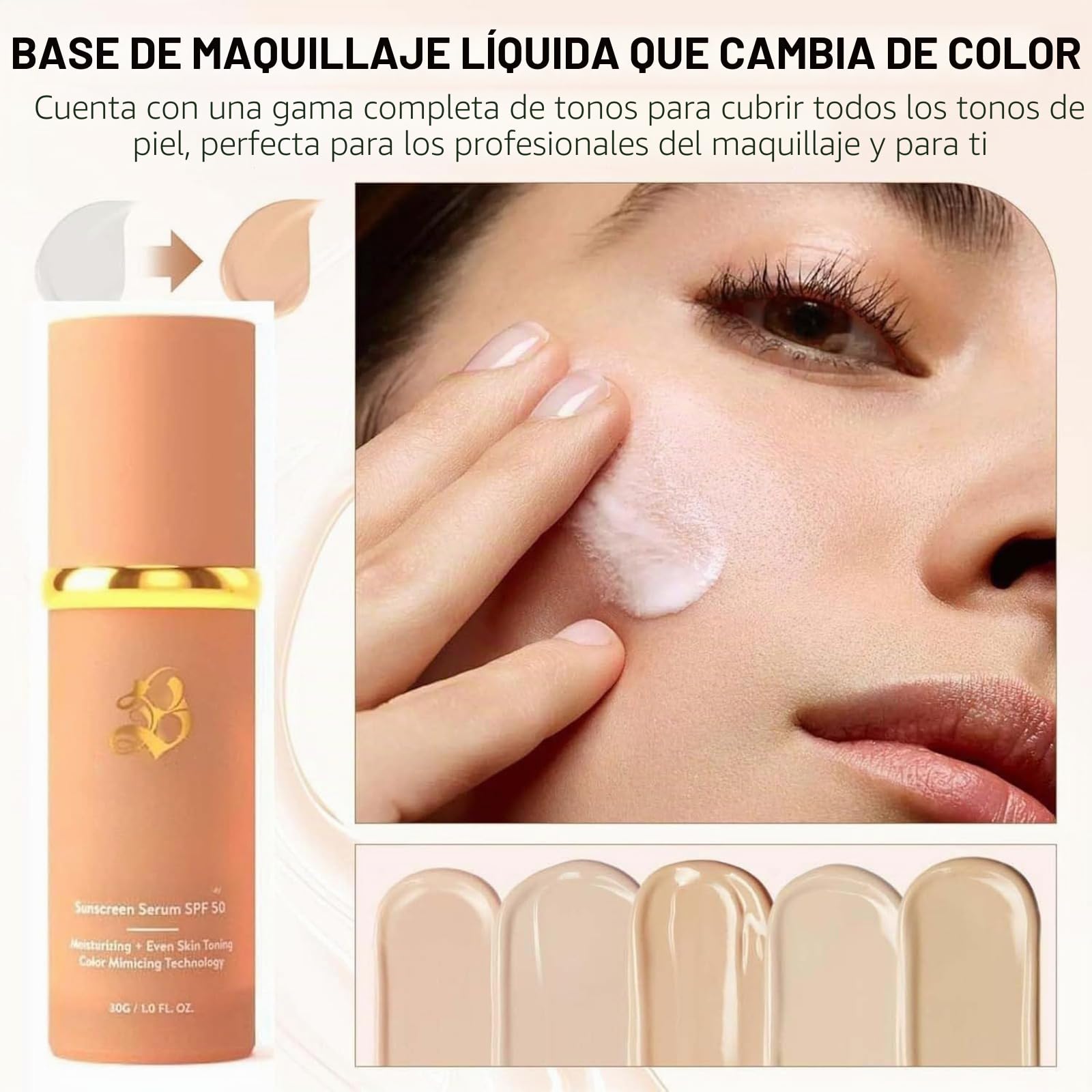 COSMIVELLA Base De Maquillaje 4 En 1 SPF50+,Hidratante Antiedad,Cubre Y Unifica Tu Tono De Noche,Ligera Para Gym, Deporte Y Baile (2 pieza)