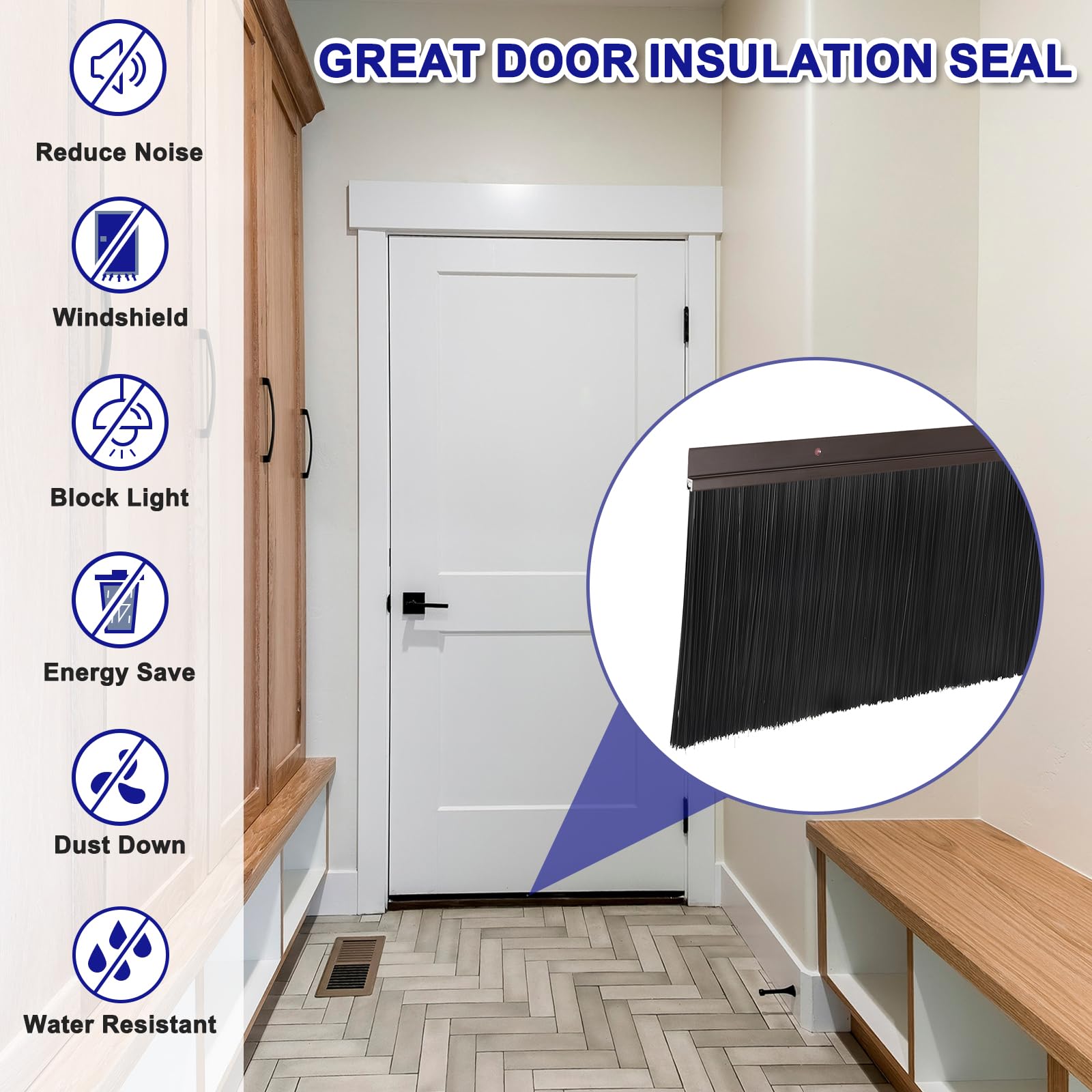 QUARKZMAN 2Pz Spazzola per Porta con Base in Lega di Alluminio a Forma di H con Spazzola in Pp da 150mm per Casa, Industria (900mm L, Marrone)