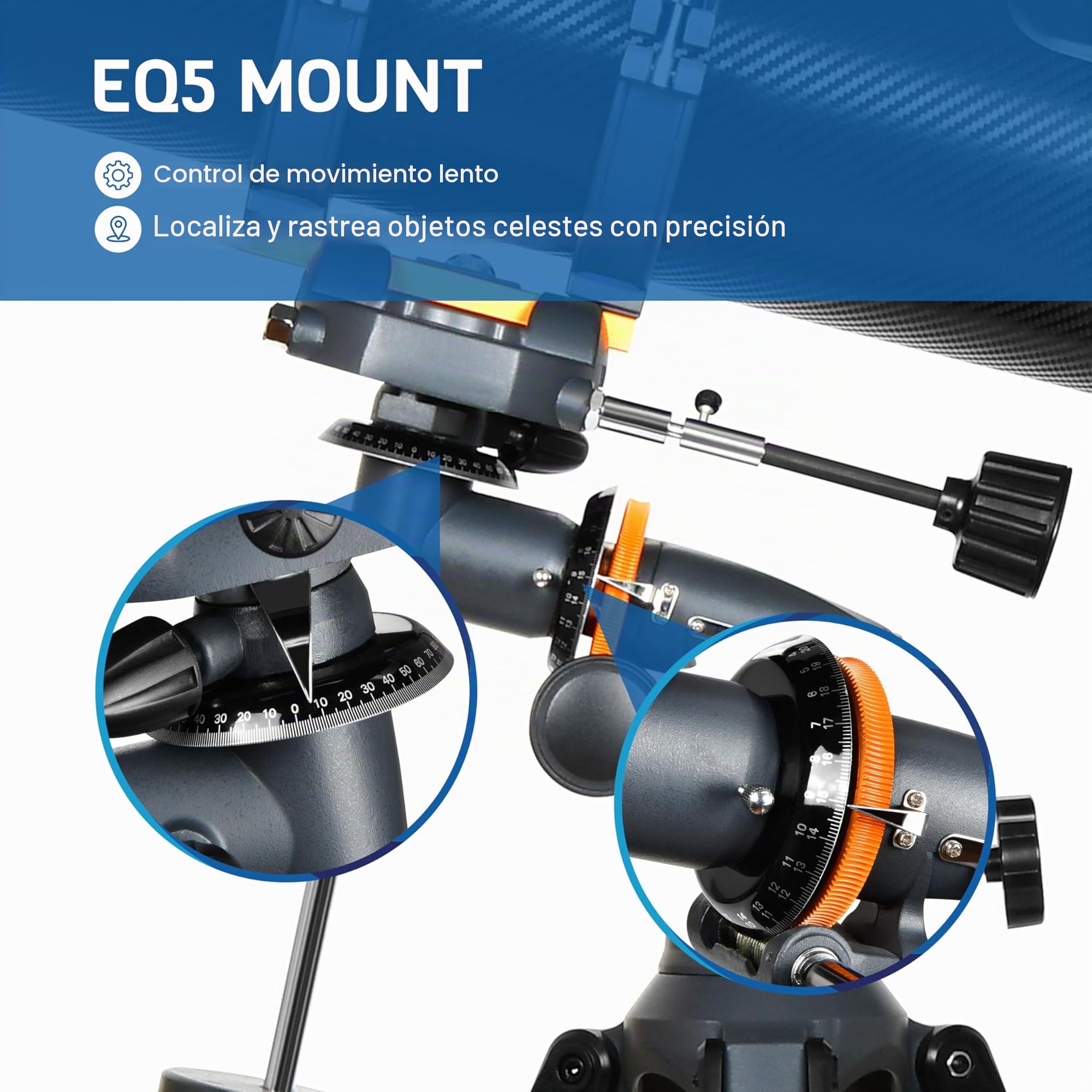 AOMEKIE Telescopio para Adultos Astronomía Apertura 130mm Telescopio Reflectores 650mm para Principiantes con Montura EQ5 2 Oculares Plossl y Adaptador de Teléfono y Visor