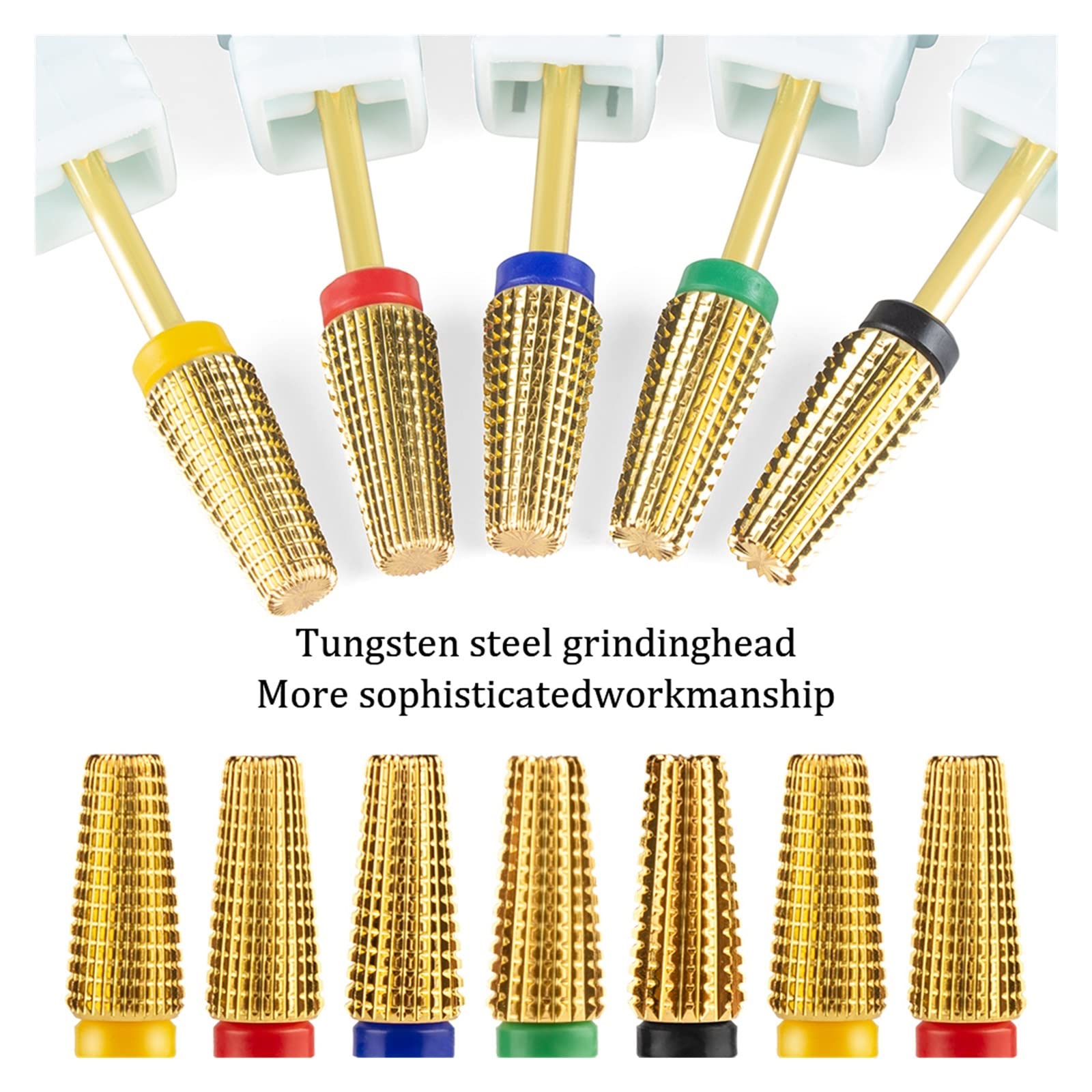 TONUSA yaoqijie 100% 5 en 1 de Acero de carburo de tungsteno, Brocas for uñas de Mano Izquierda y Derecha, Fresa eléctrica for uñas, máquina de manicura, Archivo de 5 uds. Lasting (Color : 5pcs-20)
