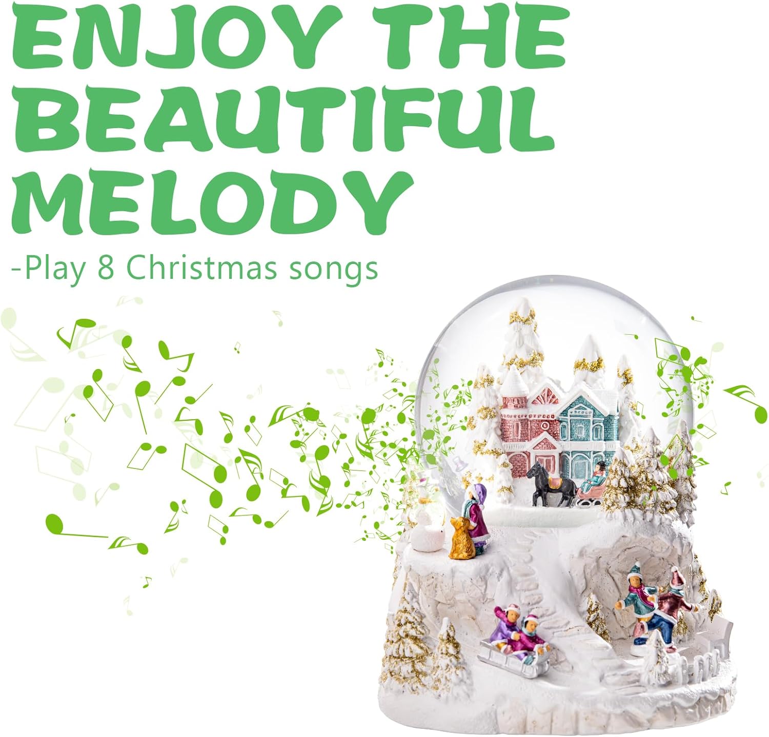 Vipush Christmas Snow Globe - Village Style Musical Snow Globe with Color Changing Led Lights, Christmas Decorations with Music Box Gifts for Girls Kids, Decorations for Christmas & Birthday