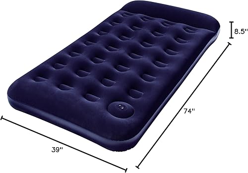 Miniatura 3 de Bestway - Cama de aire flocada fácil de inflar, individual, azul (67224)