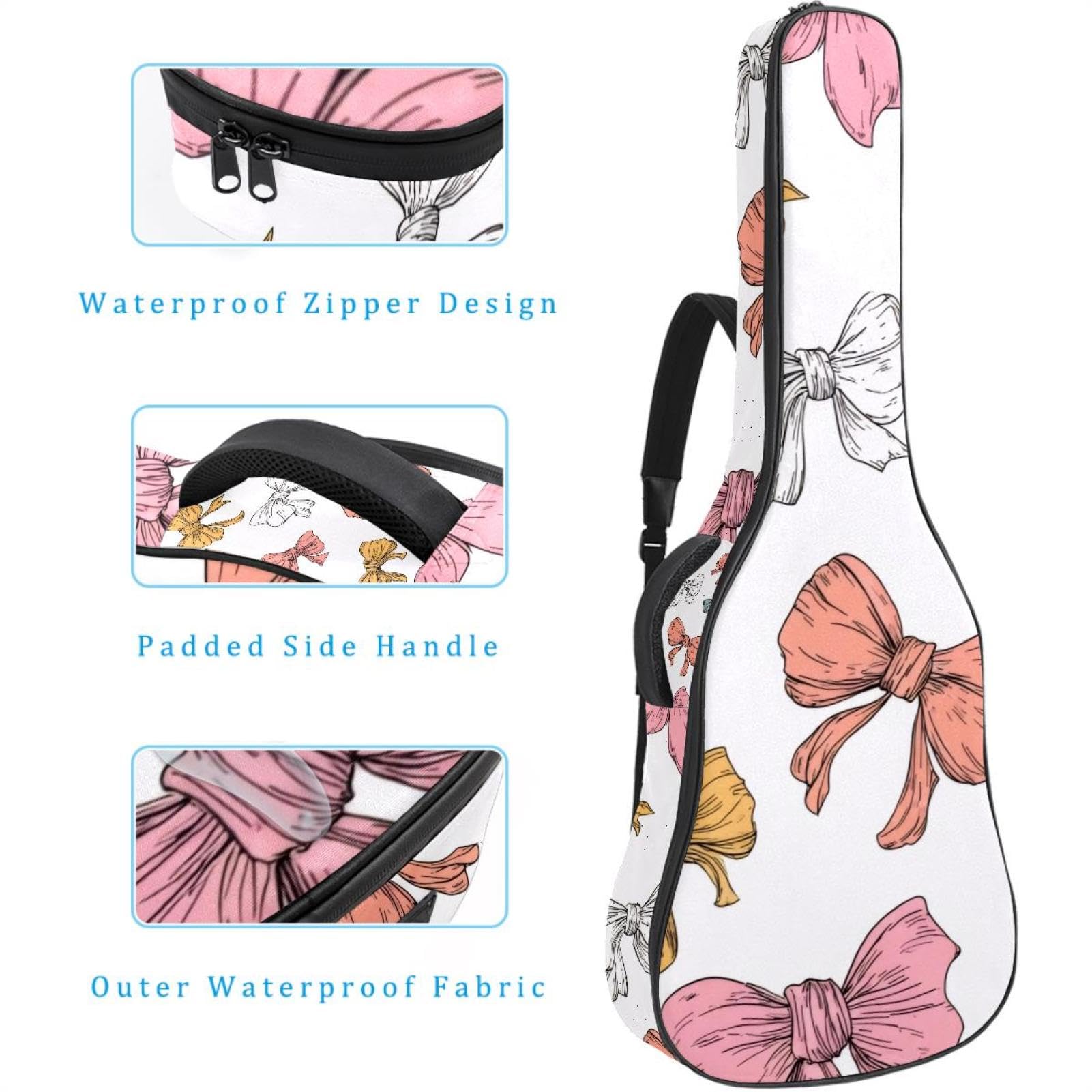 Gitarrentasche in voller Größe, wasserdichte Gitarren-Abdeckung, Tragetasche für akustische klassische E-Gitarren, niedliches Vogelmuster, nahtloses Muster, Mehrfarbig 05, 42.9x16.9x4.7 in, Lässiger