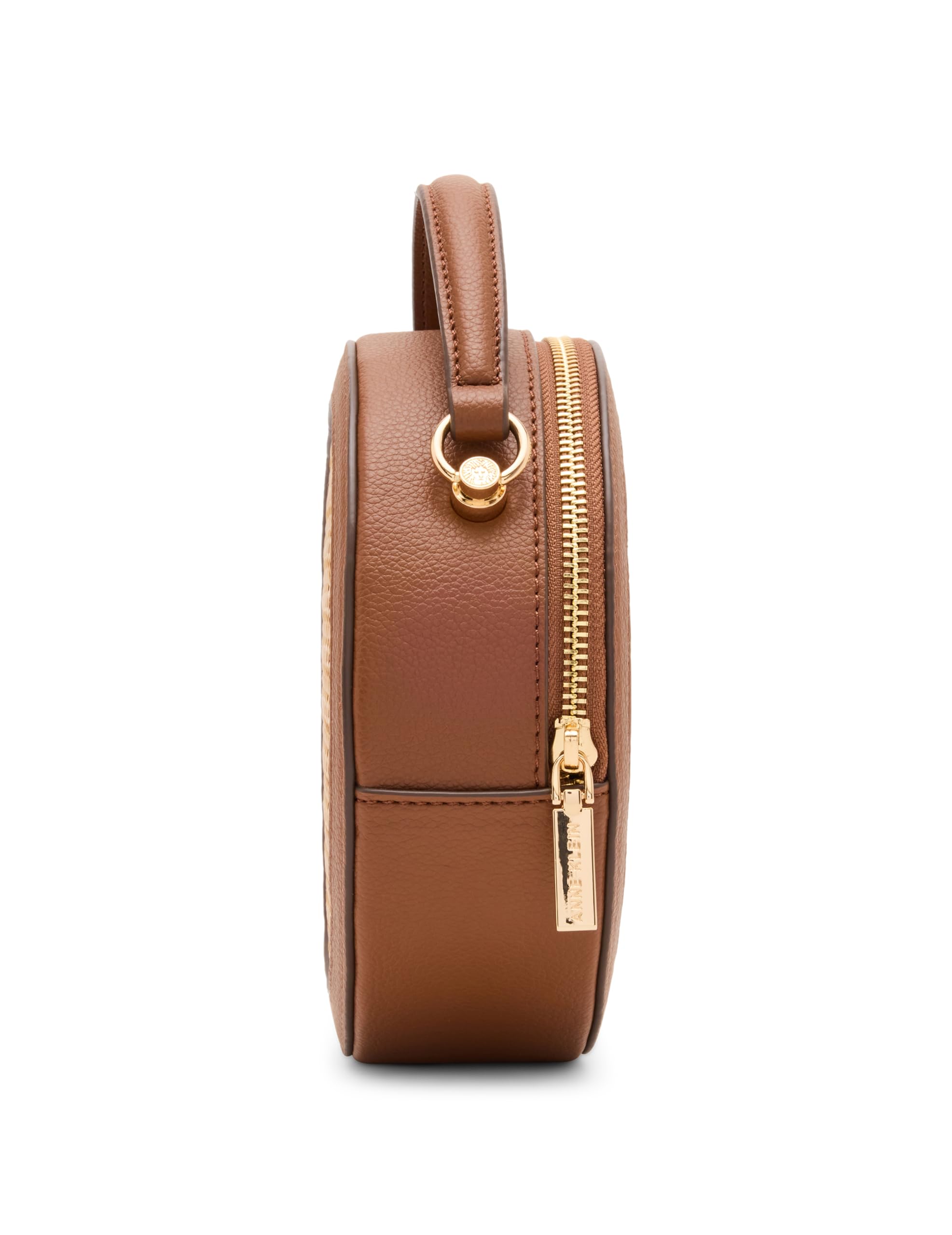 Anne Klein Womens Caning Circle Bag, Natural/Chestnut, Bandolera para Mujer, marrón, Small