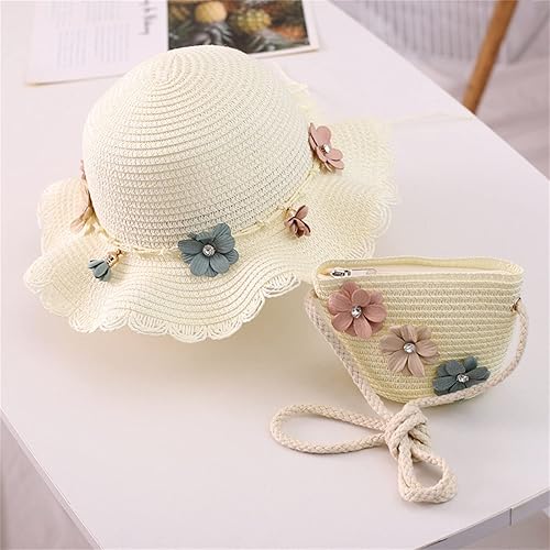 Miniatura 10 de Sombrero de paja para bebé niña  bolsa de playa para niñas sombrero de paja para niños sombrero de sol sombrero de flores para niños
