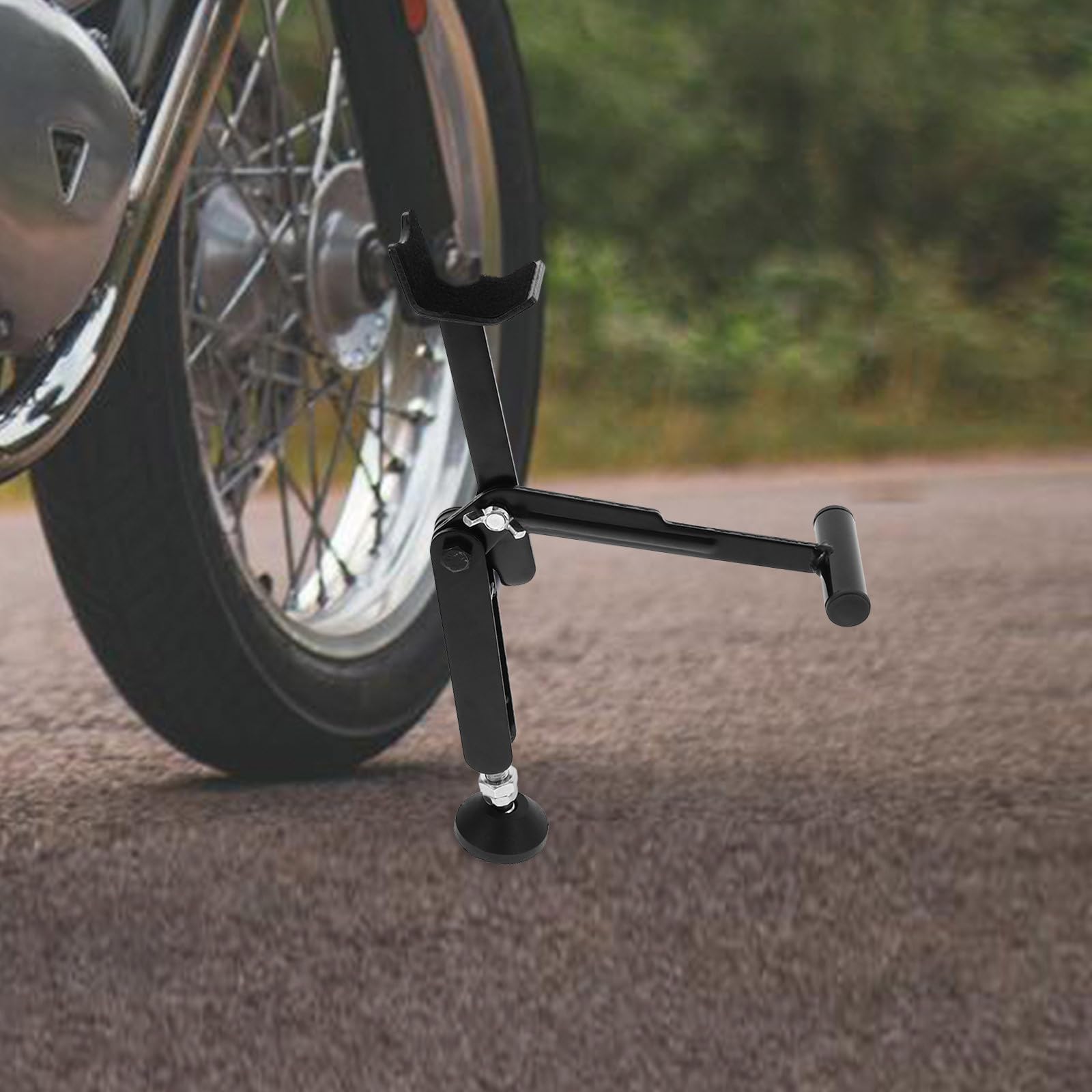 Mipcase Cavalletto Solleva Moto in Metallo Nero per Ruota Anteriore e Posteriore, Pieghevole e Sollevamento senza Sforzo per Manutenzione e Riparazione Moto