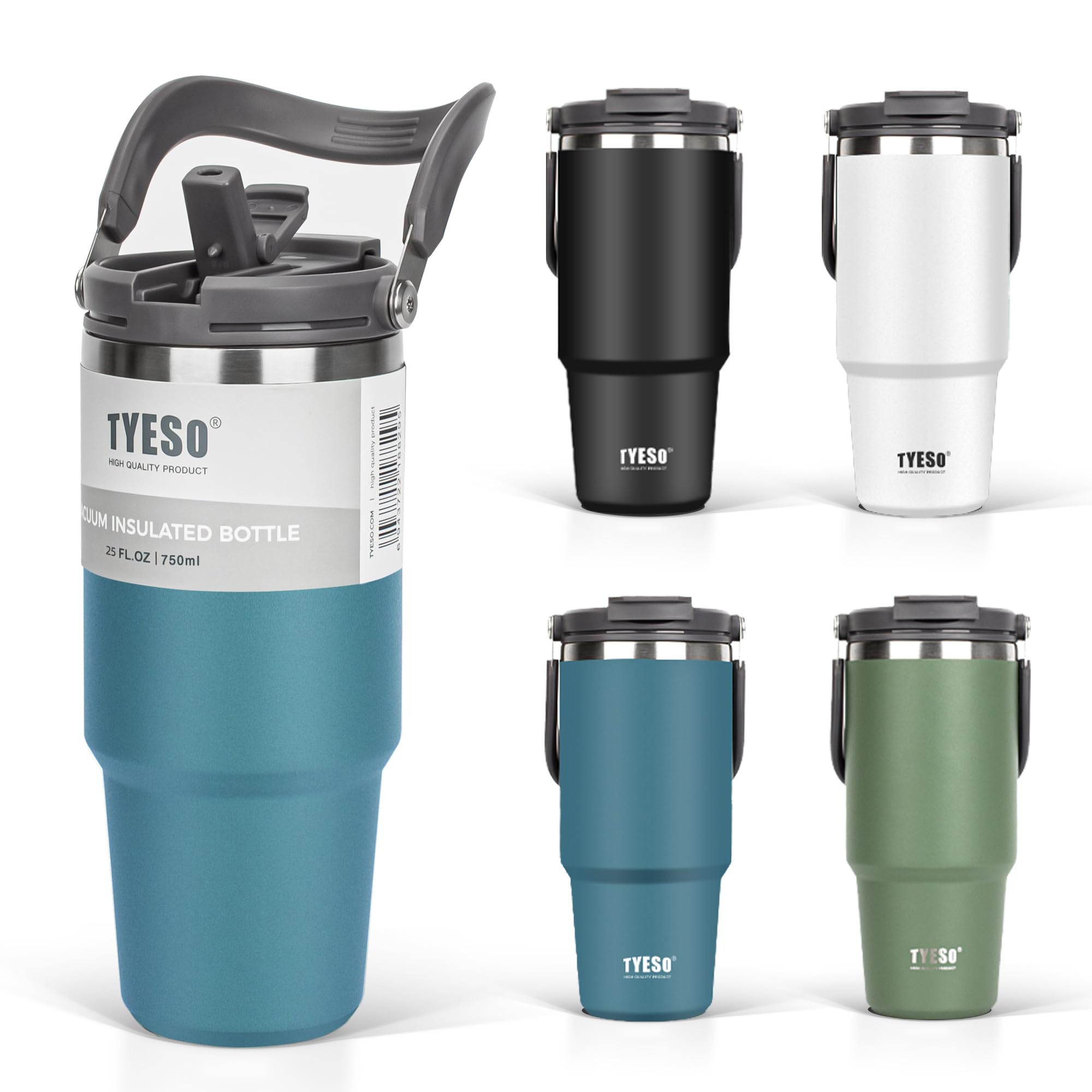 Amazon | TYESO タンブラー ストロー付き 750ml コーヒー 水筒