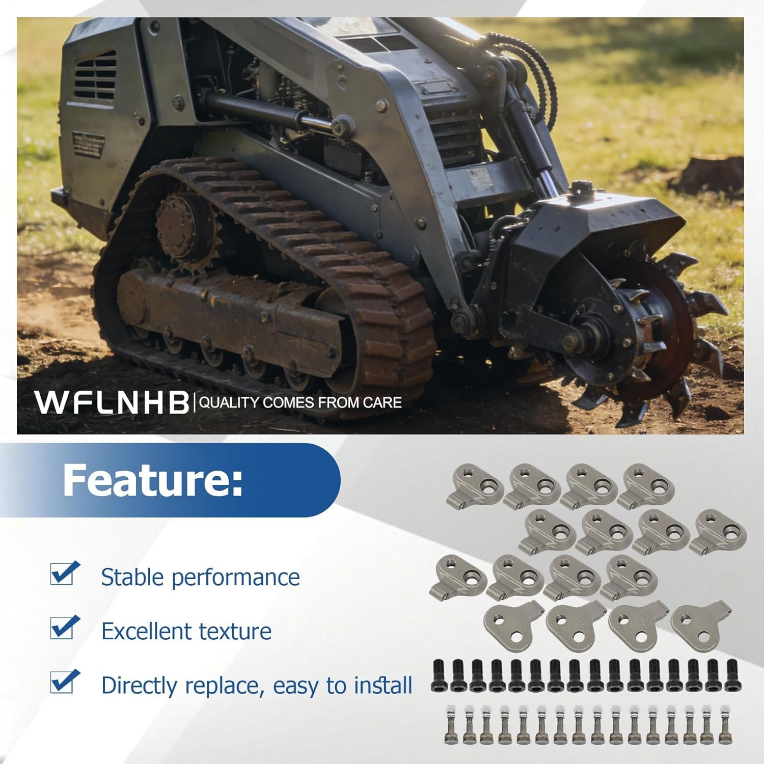 WFLNHB Stump Grinder Pocket and Teeth Kit Replacement for SG30, with 2-1/4" Bolts 16pcs Tooth