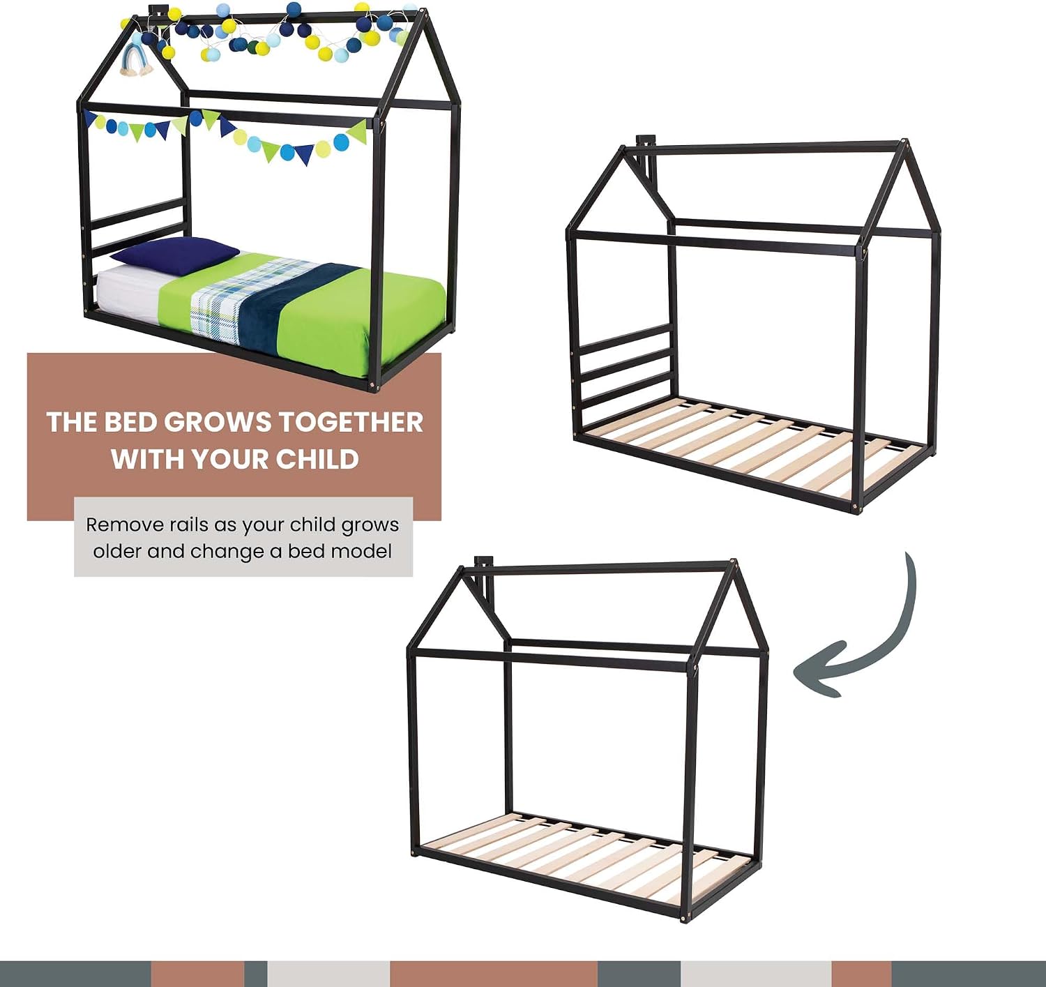 Montessori bed house, Toddler floor bed frame, Kids house bed, Toddler house bed frame, Platform bed frame - US Twiin size