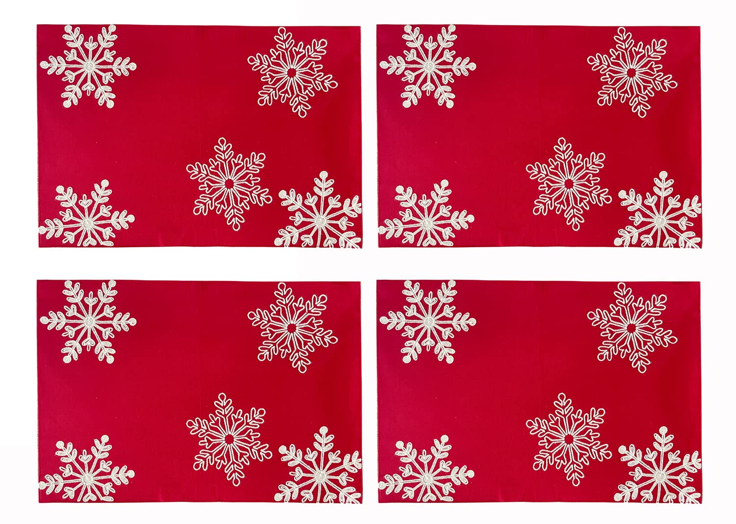 Fennco Styles Holiday Embroidered Snowflake Placemats 13