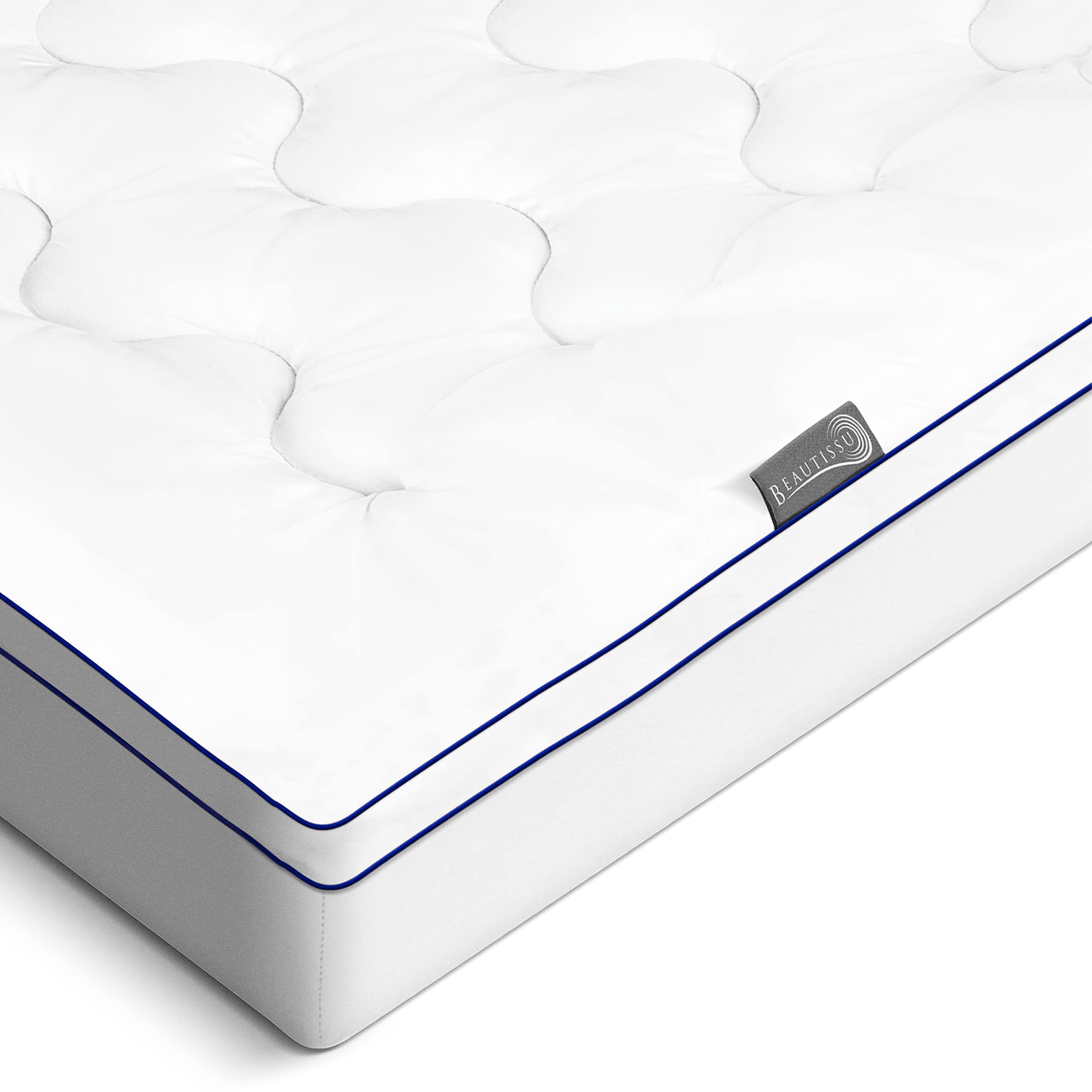 Beautissu Yellow Mattress Topper Double Bed With Integrated Strechcover 140X200 Cm - 3 Cm Foam Filled Mattress Protector Non-Slip For Boxspring Bed & Mattresses Up To 40Cm - Beaunuit Mt Base