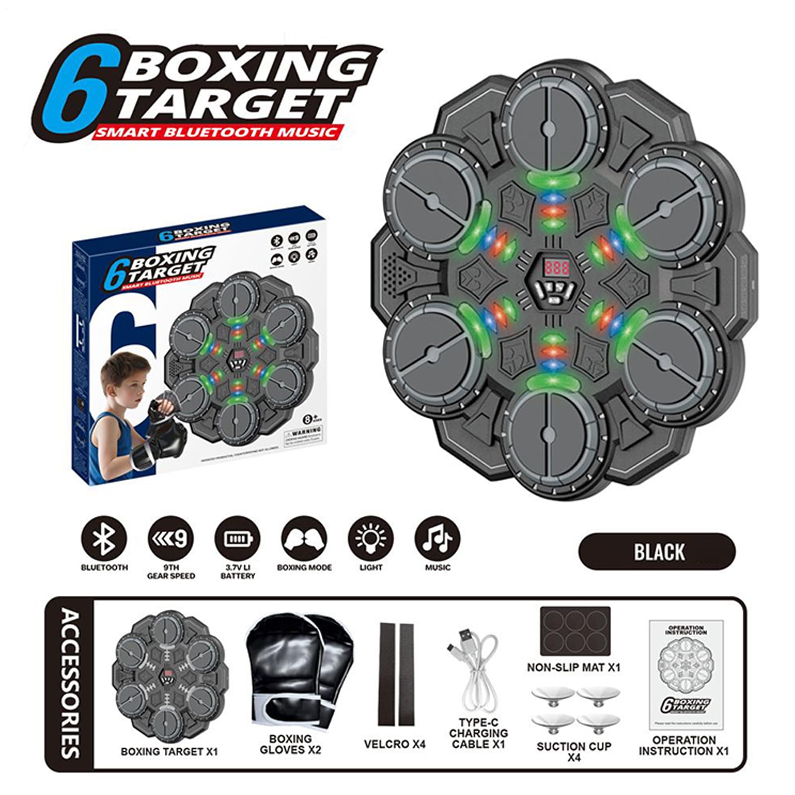 Macchina da Boxe Musicale per Bambini Giocattoli Allenatore Intelligente | Giocattoli Macchina Da Box Musicale Per Allenamento Adulti per Uomini Donne Giovani Casa Palestra