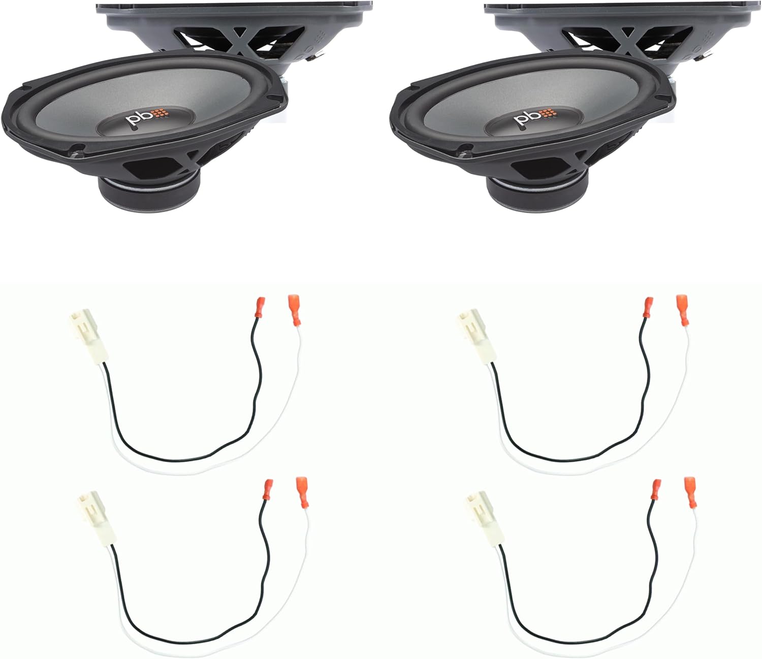 PowerBass OE-690D - 6"x9" 3-Way Speakers 100W rms / 300W max (Dual 4 Ohm VC) & 72-8104 Toyota 1987-Up Speaker Harness