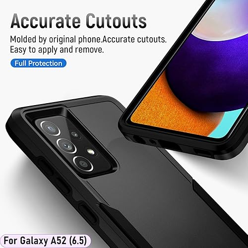 Miniatura 5 de LMDAMZ Funda híbrida de doble capa para Galaxy A52 (5G) de 6.5 pulgadas de grado militar resistente a los golpes con 1 soporte magnético para