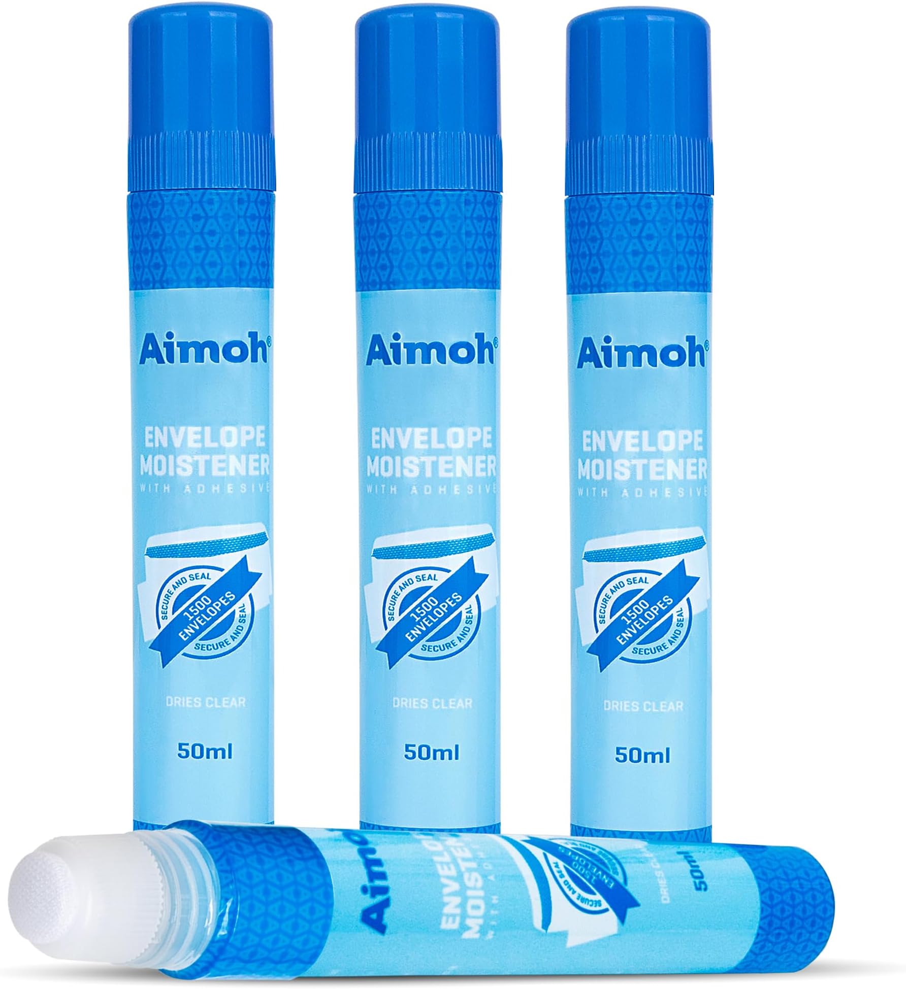 Aimoh Envelope Moistener with Adhesive, Fast-Drying, Envelope Sealer, Stamp and Letter Glue licker, Ideal for envelopes, Stamps, Letters - 4 Pack (13454)
