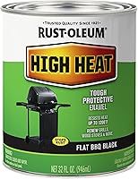 Vista 1 de Rust-Oleum 7778502 Pintura de esmalte protector de brocha de alta temperatura, cuarto de galón, negro mate para BBQ