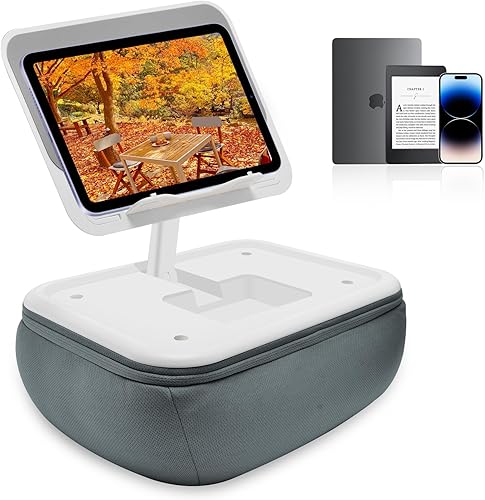 CGBE Soporte de almohada Kindle para cama y regazo almohada de lectura ajustable con base antideslizante, soporte para iPad compatible con Kindle,