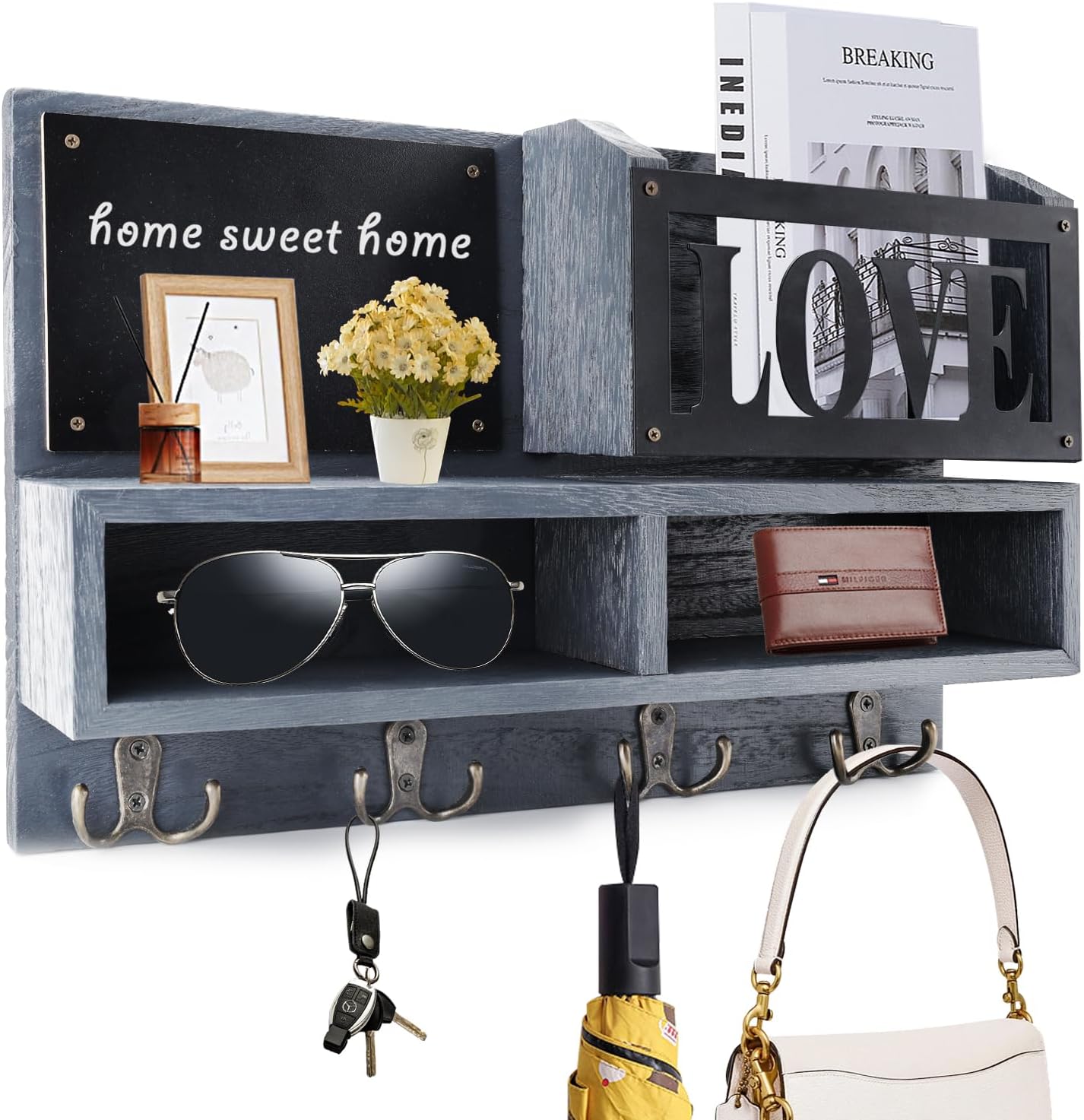 FifthQuarter Key and Mail Holder for Wall, Mail Organizer