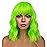 LANCAINI Short Bob Wigs with Bangs for Women Loose Wavy Wig Curly Wavy Shoulder Length Bob Synthetic Cosplay Wig for Girl Colorful Costume Wigs (Neon Green)