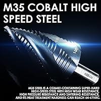 Vista 4 de Broca Escalonada de Cobalto M35, Broca Escalonada Unibit de Cuatro Flautas Espirales (3/16"-1-3/8") Resistente al Desgaste con Revestimiento TiAlN