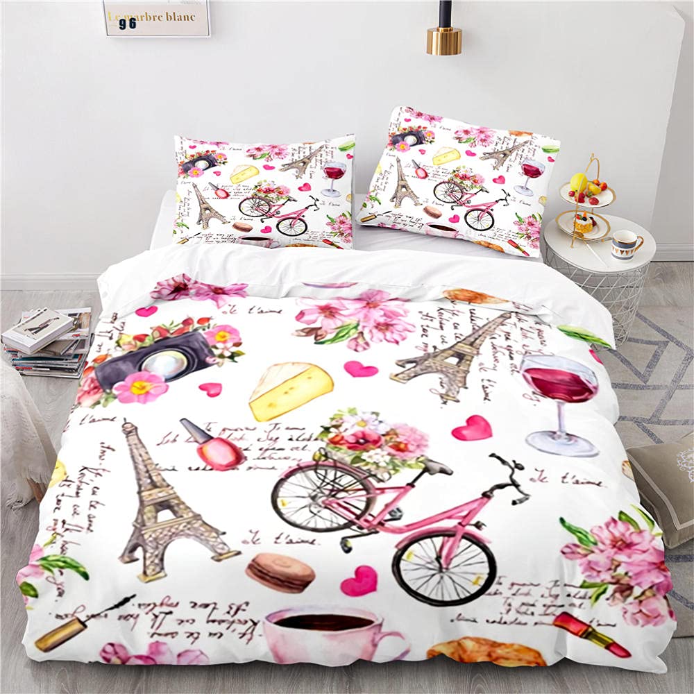 Housse couette 220x240 Tour Eiffel en microfibre super doux et facile à entretenir