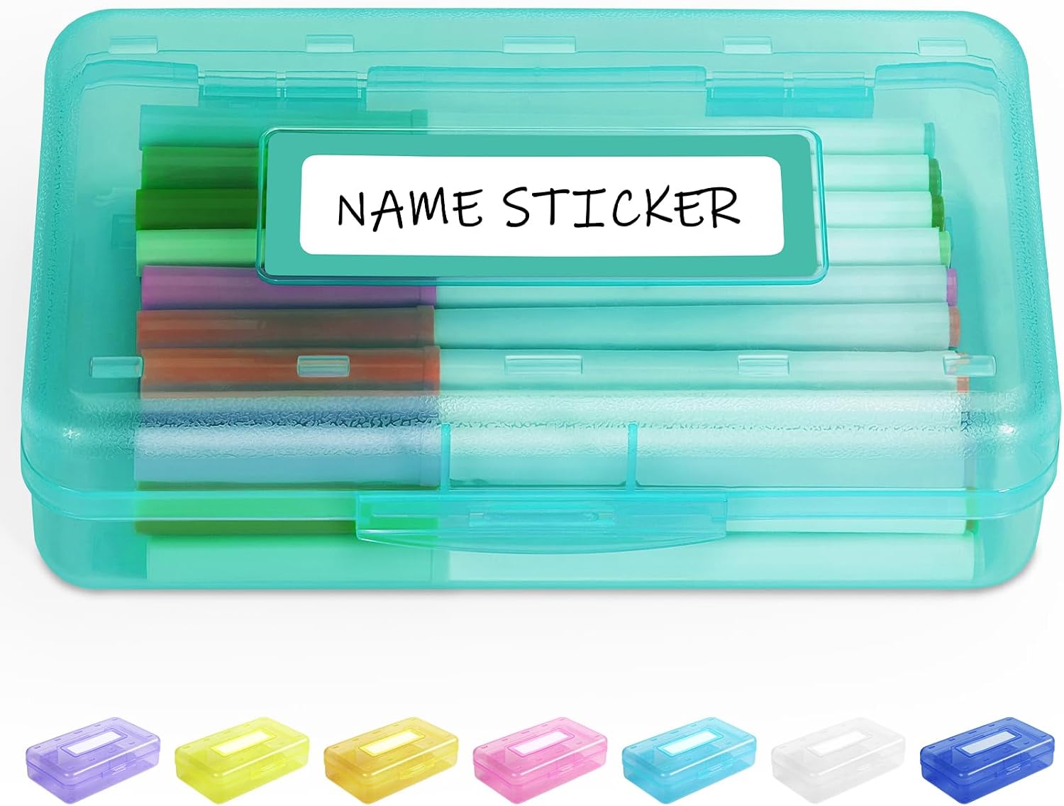 Sooez Pencil Box with Personalized Sticker,Large Hard Pencil Case Organizer