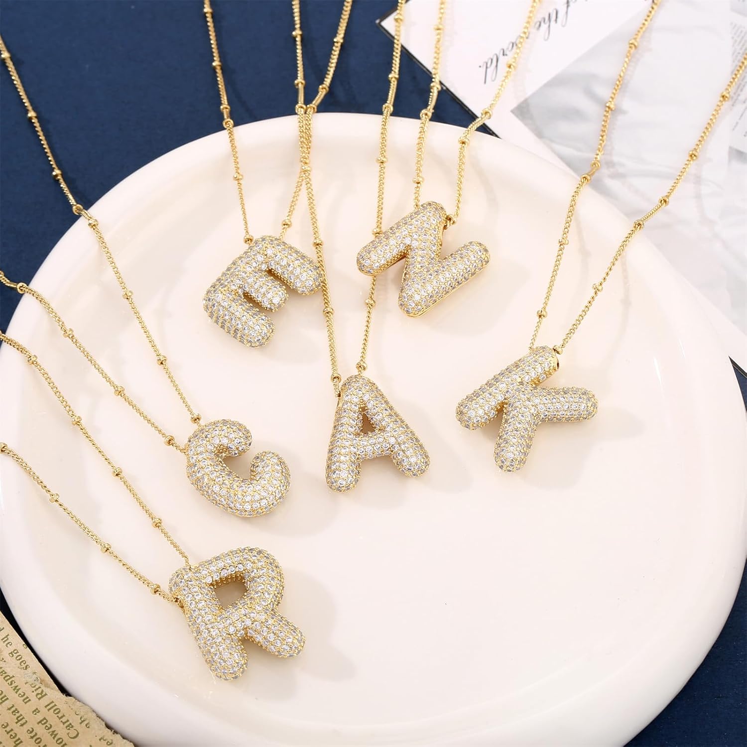 Bubble Letter Necklace Gold Balloon Initial Pendant Necklace Dainty Zirconia Alphabet Name for Women Birthday Jewelry Gifts - Image 9