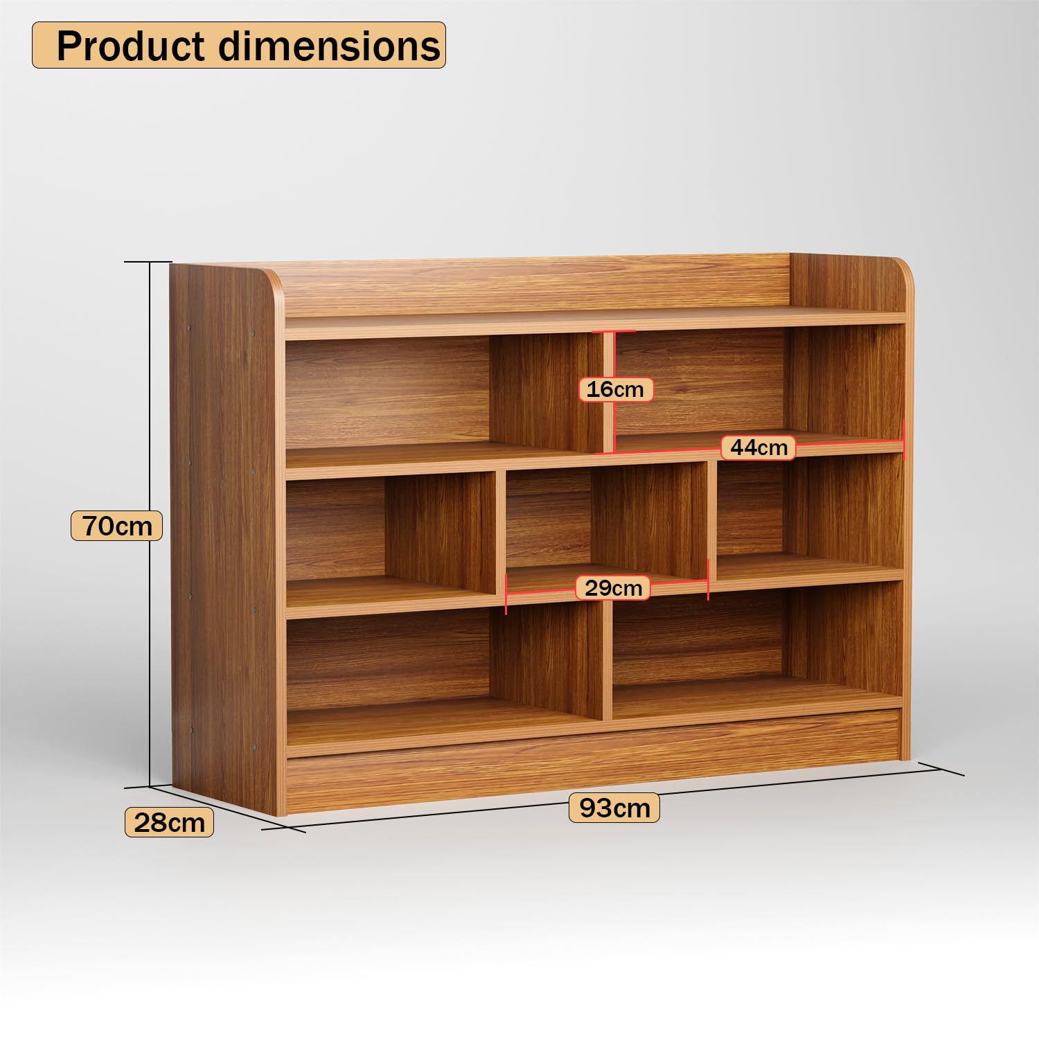 Lukzer Multipurpose 7-Section Storage Rack Bookcase | MR-008/Oak
