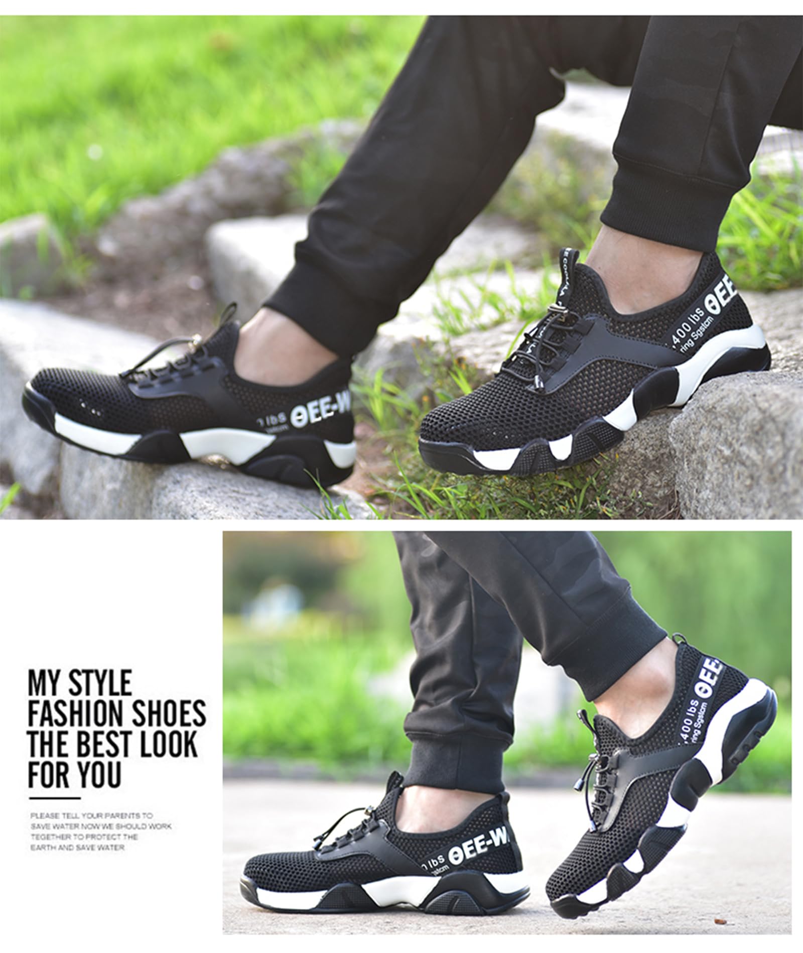 Micoklinlin Damskie buty robocze, letnie, buty ochronne, lekkie stalowe noski, buty sportowe ze stalowymi noskami, buty ochronne