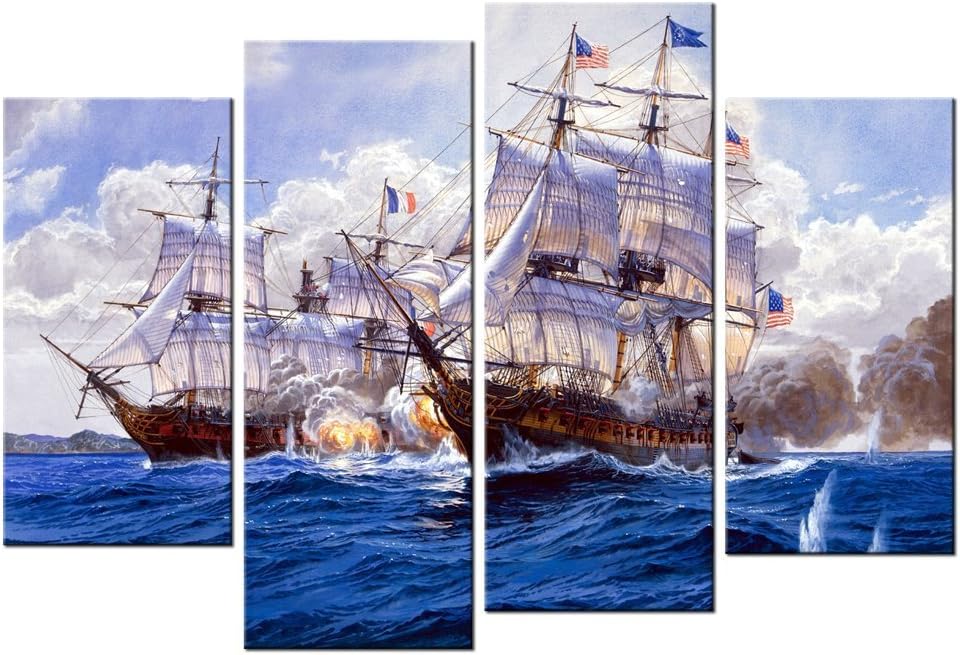 CHARM HOME Contemporary Art Wall Decor Paintings Ship Naval Battle Canvas Poster Descorative Pictures Modern HD Printed Giclee Artwork