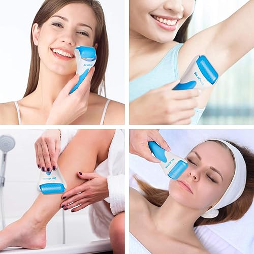 Miniatura 6 de Juego de rodillo de jade de piedra natural 3 en 1 y Gua Sha para cara y ojos, rodillo de masaje de enfriamiento facial