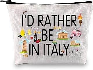 Italy Travel Bag Italian Trip Bag Italy Vacation Gift I'D Rather Be In Italy Makeup Bag Italy Lover Zipper Pouch (RATHER BE IN ITALY)