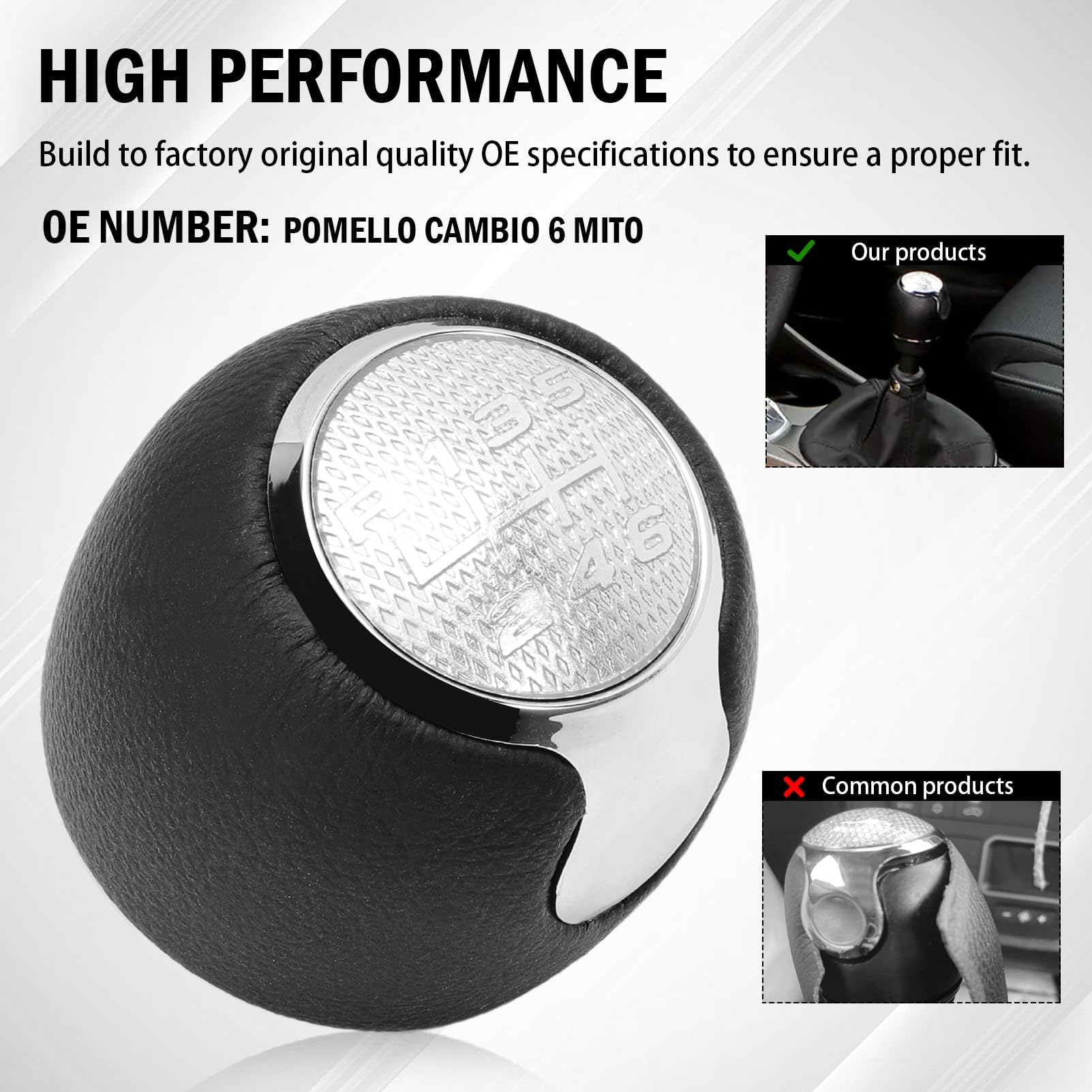 6 Marcio Pomello Cambio Completo per 147 166 Mito 2008-2016 6 Velocità Leva Copertura Maniglia Stick Pomello leva cambio