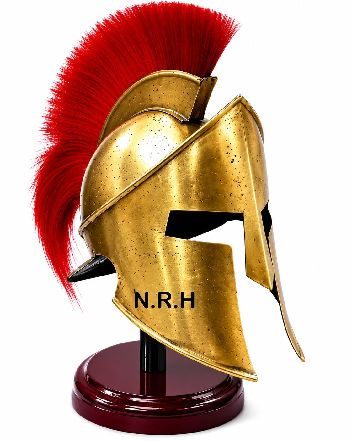 Nautical Replica Hub 300 King Leonidas Casque d'armure Spartan Plume Rouge sur pied