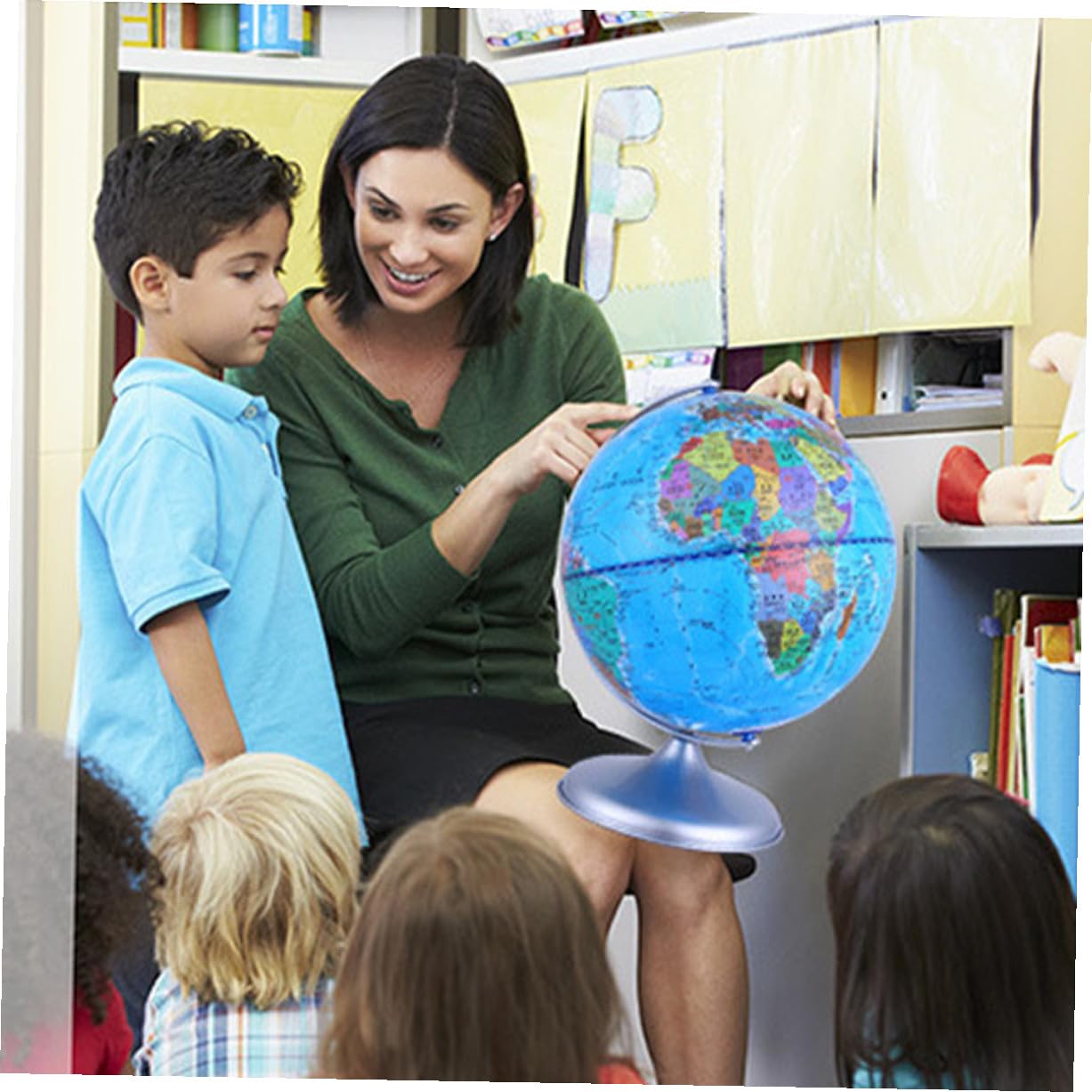 Schülerglobus 20cm Kunststoff Tischdekoration Lehrmittel für Schule | Schulanfang Party, Schulkinder Geeignet, Rotierbar mit Abnehmbarem Sockel, Geografie Motiv für Büro