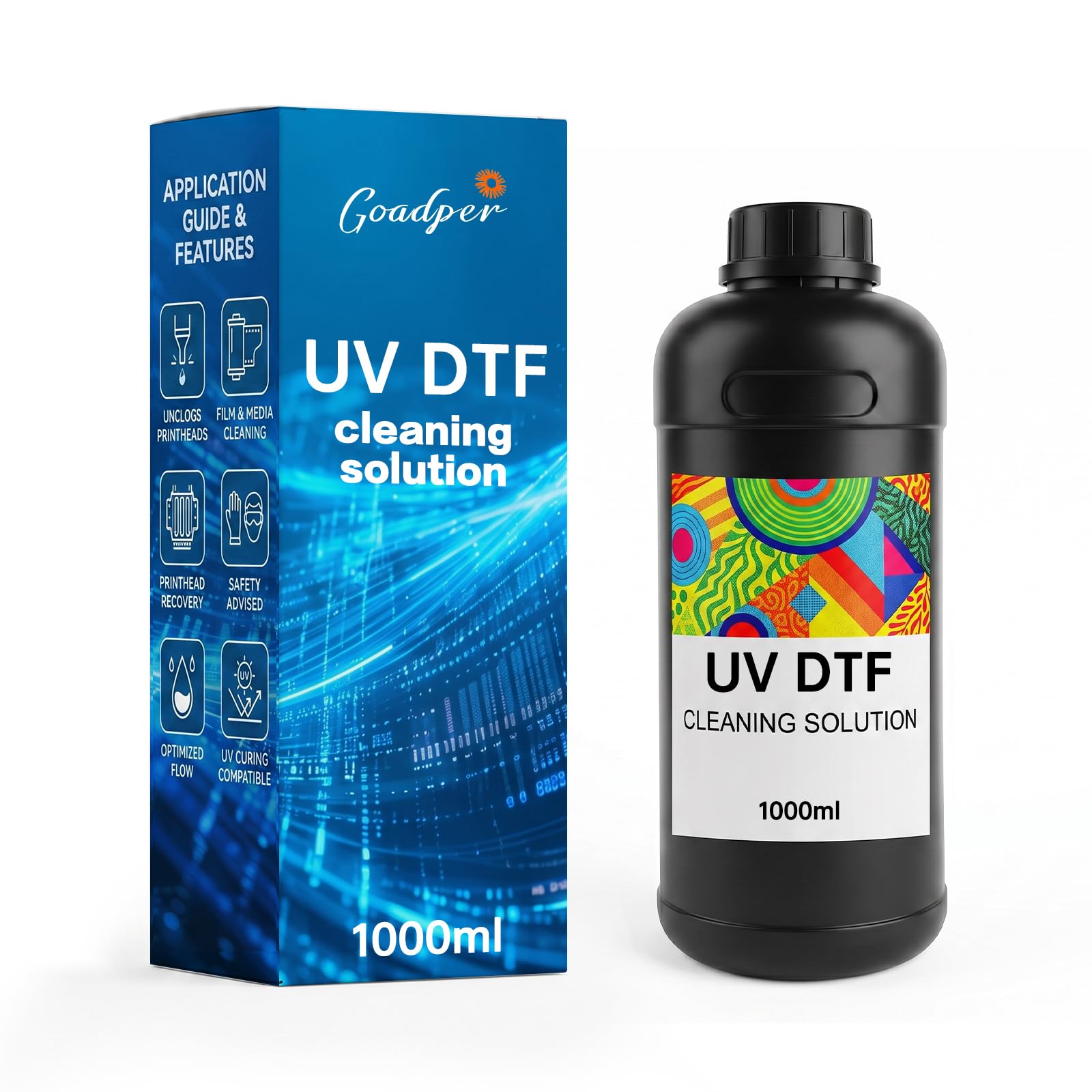 UV Tinte Reinigungslösung für UV Drucker Druckkopf Reiniger kompatibel mit Epson XP600, TX800, DX4, DX5, DX6, DX7, i3200, i1600