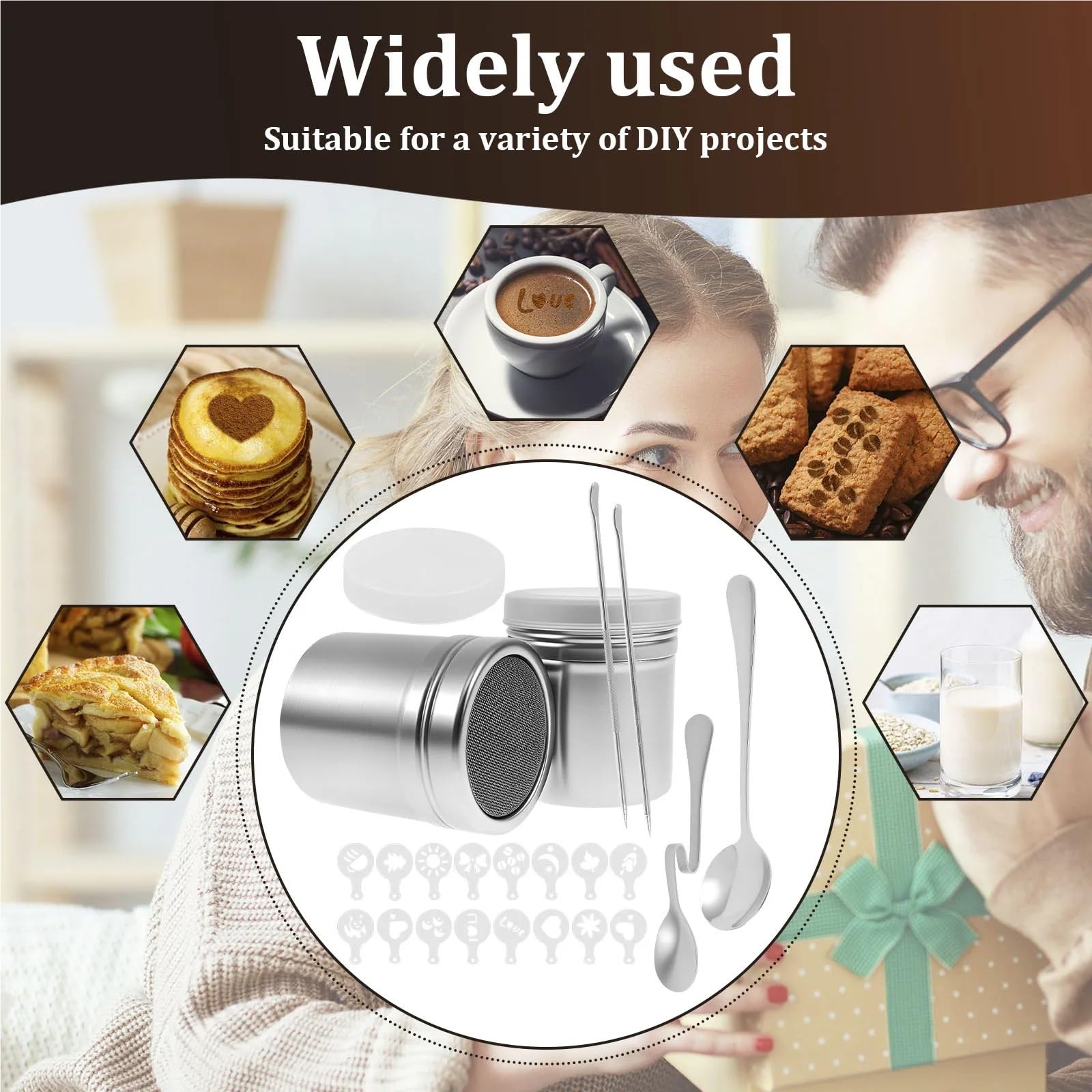 Stencil di caffè Stampo for Cappuccino, Modello di Stampa for caffè, Stencil for Torta, Schiuma Spray, Zucchero a Velo, Cioccolato, Stampa for caffè.(22pcs)