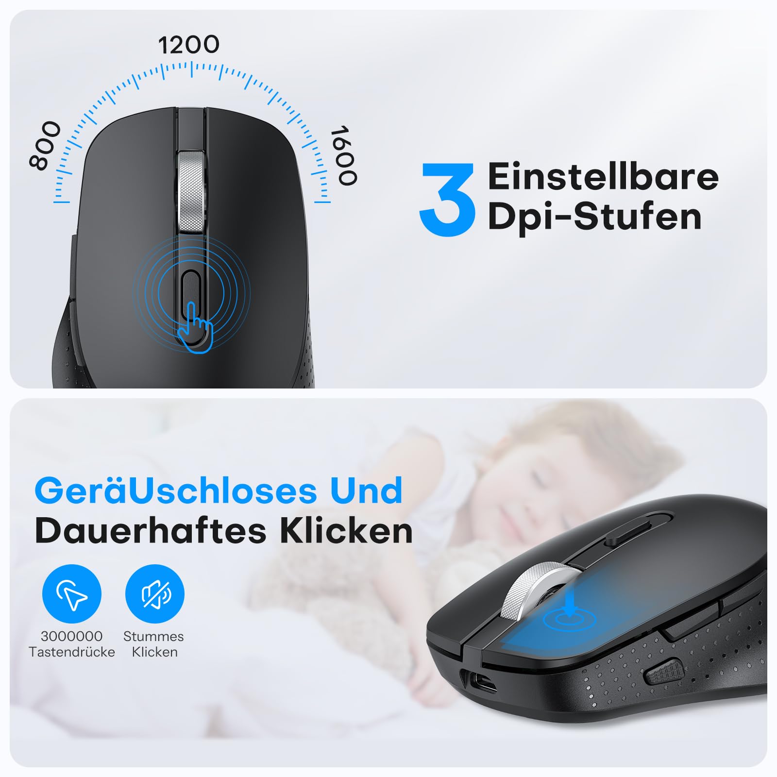 OMOTON Tastatur Maus Set Kabellose für MacBook Air/MacBook Pro/iMac/iMac Pro/Mac mini, Bluetooth Funktastatur QWERTZ mit Maus Wiederaufladbar, Multi-Gerät, Ergonomisch, Leises Tippen, DE Layout